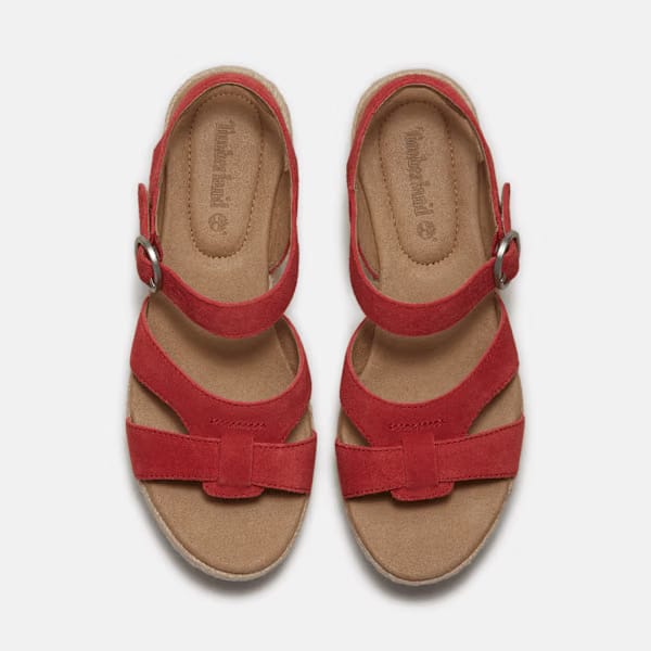 Timberland Santorini Sun Backstrap Sandal Red Suede Women'S