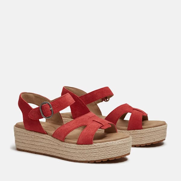 Timberland Santorini Sun Backstrap Sandal Red Suede Women'S