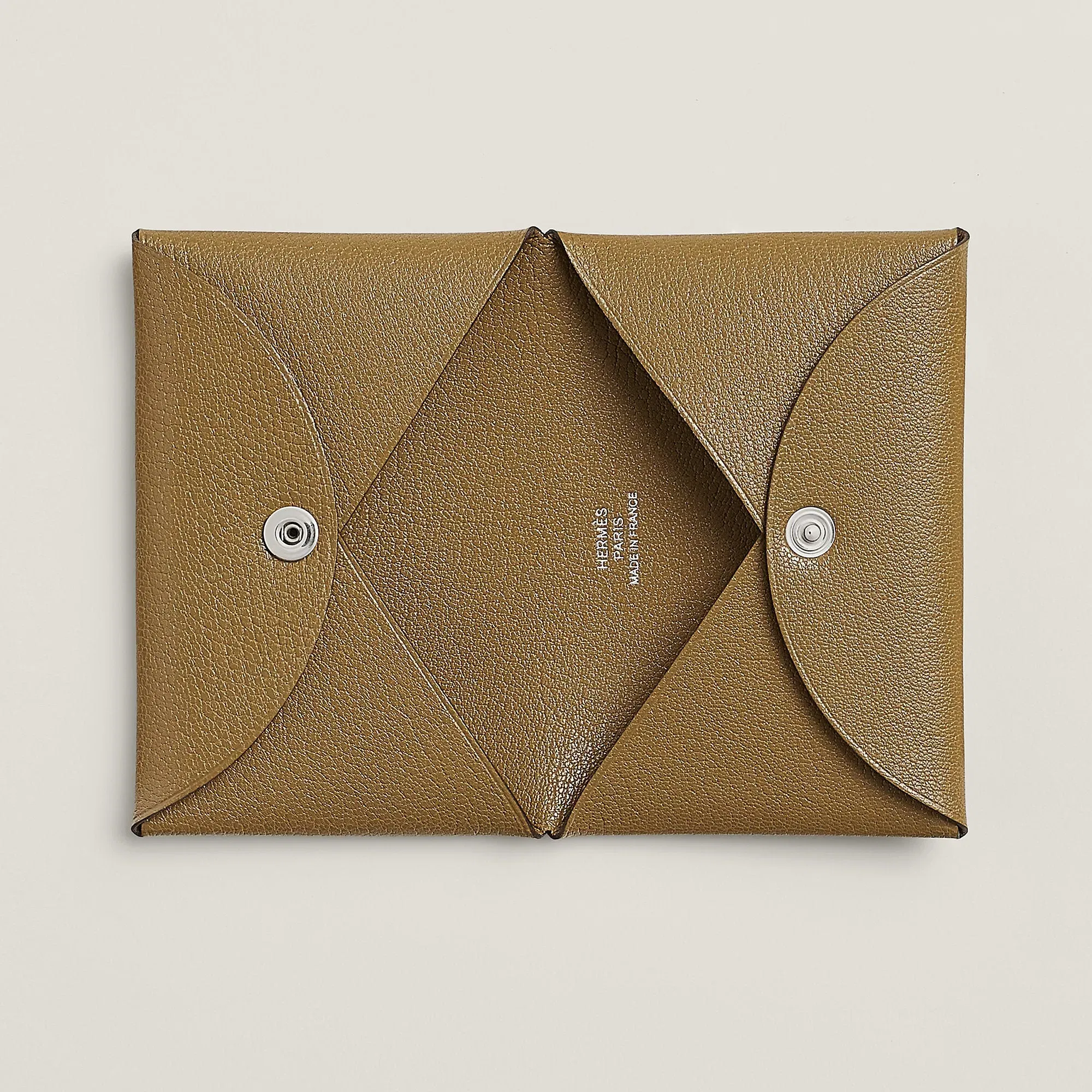 Hermes Calvi Card Holder Toupe
