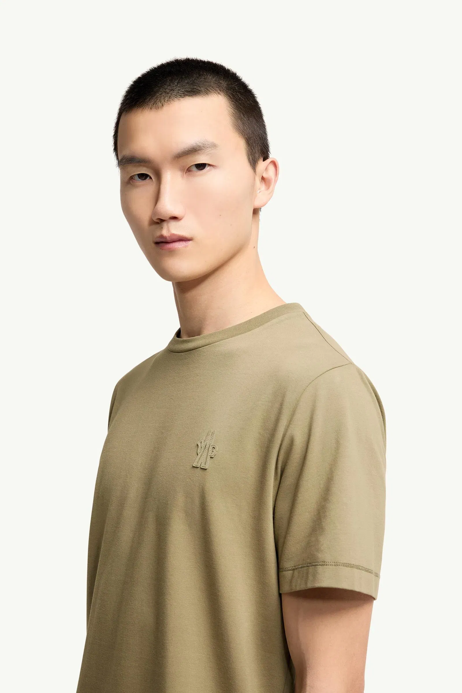 Moncler Logo Patch Cotton Blend T-Shirt (Three Pack) Black & White & Olive Green Black & White & Olive Green