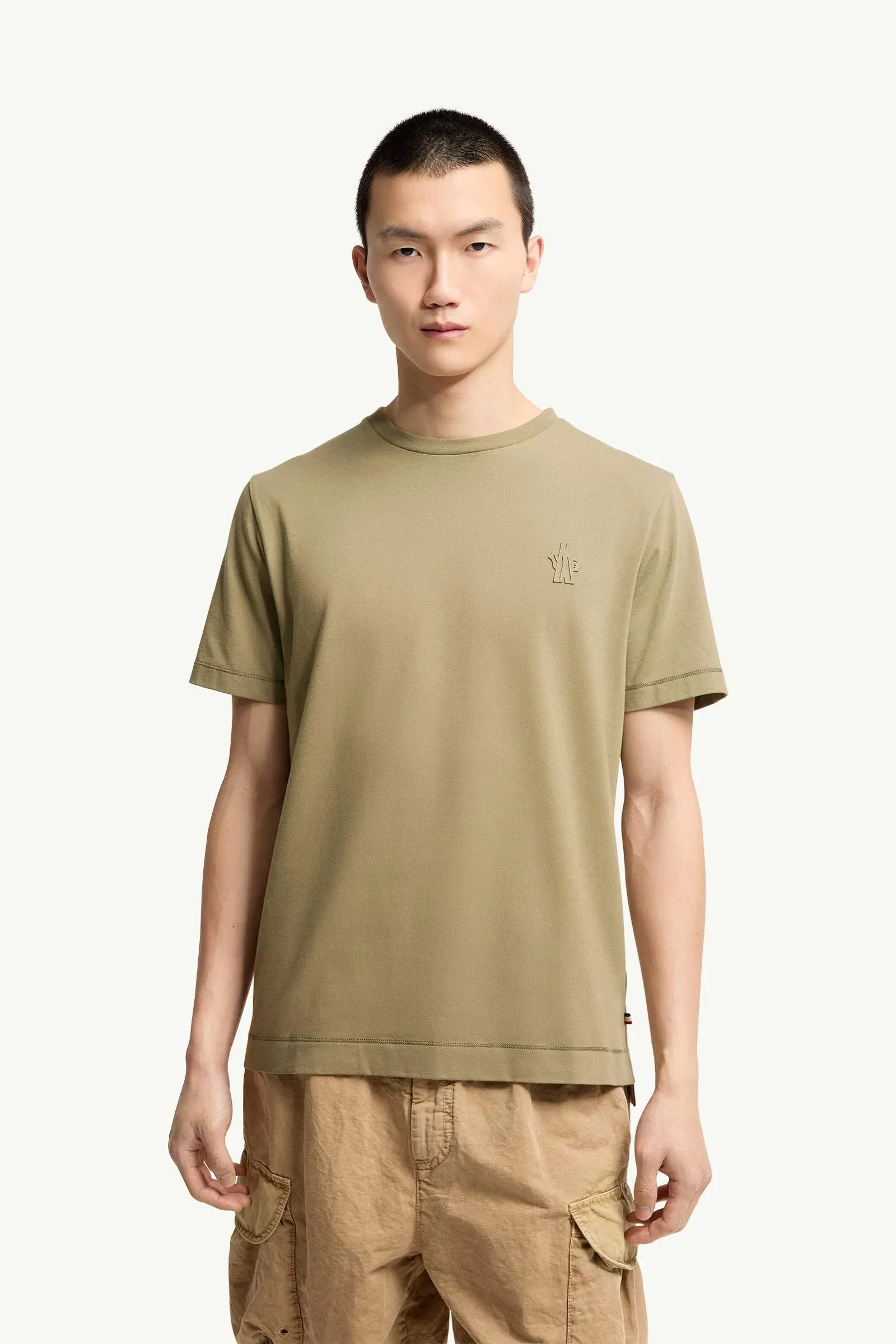 Moncler Logo Patch Cotton Blend T-Shirt (Three Pack) Black & White & Olive Green Black & White & Olive Green