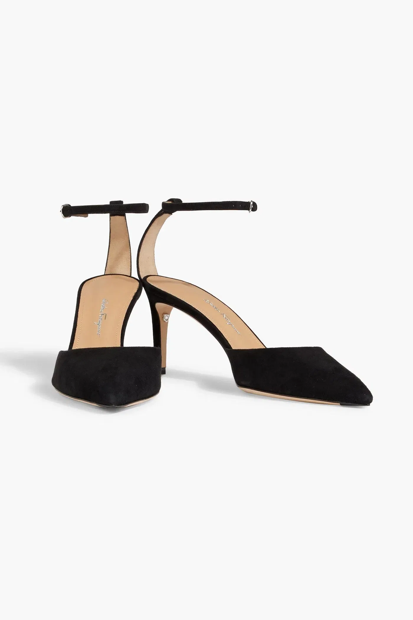 Ferragamo Iman Suede Pumps Black Women's