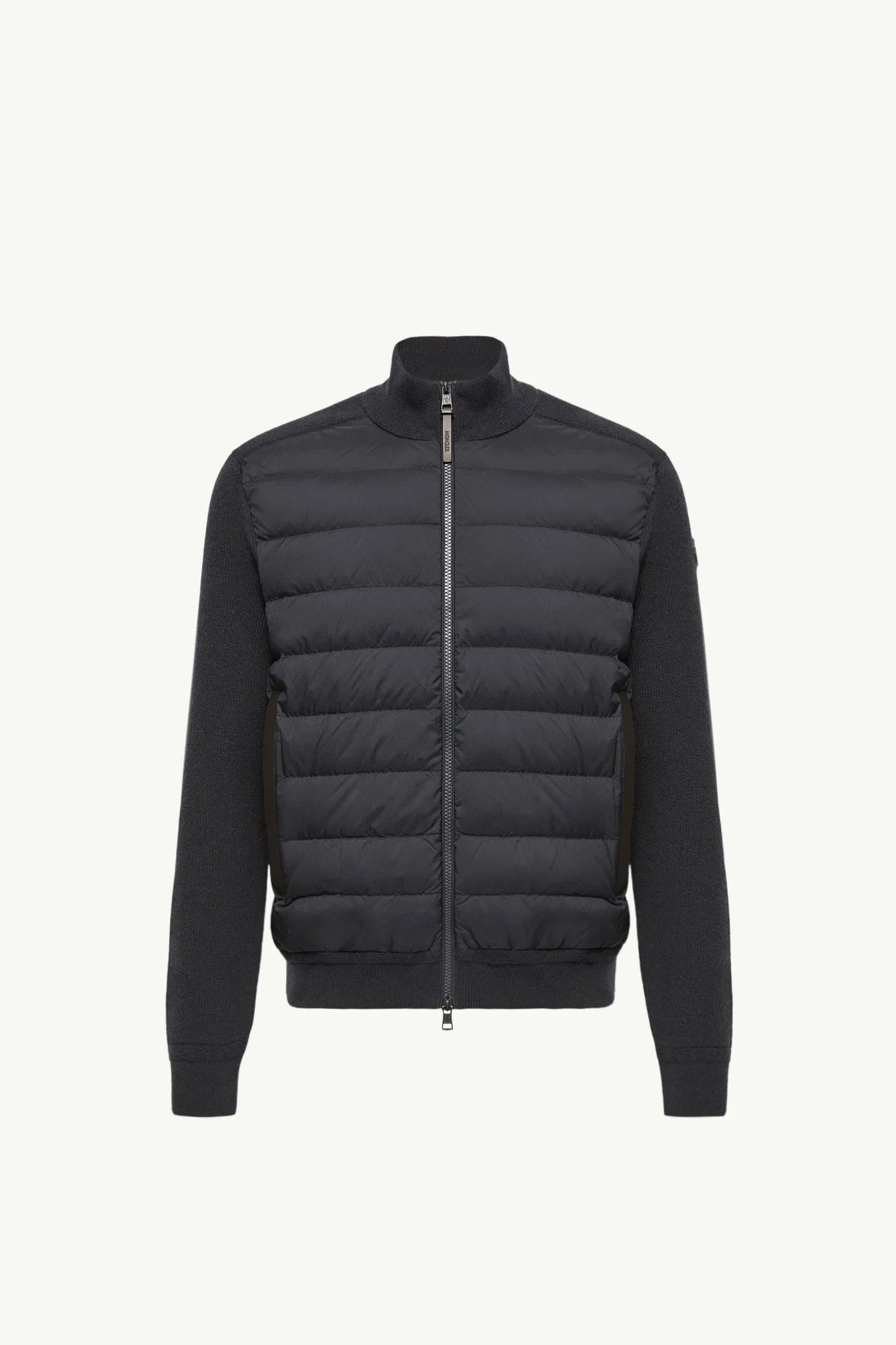 Moncler Wool & Cashmere Blend Padded Zip-Up Cardigan Navy Blue Navy Blue