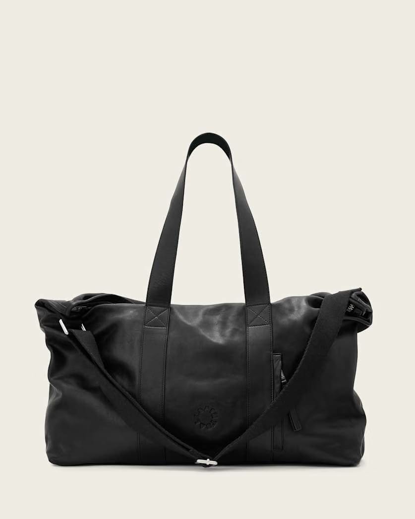AllSaints Kei Leather Weekender Bag Black