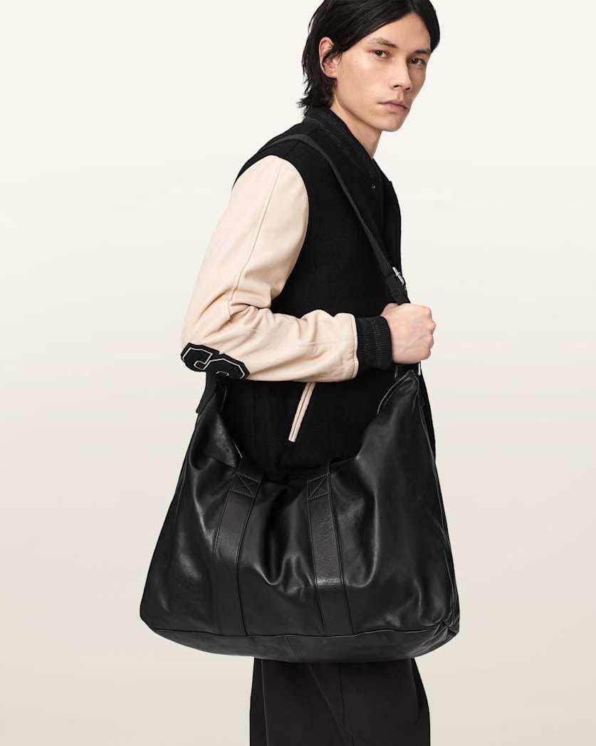 AllSaints Kei Leather Weekender Bag Black