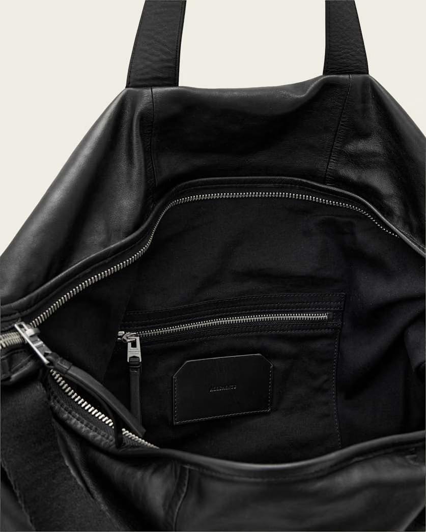 AllSaints Kei Leather Weekender Bag Black
