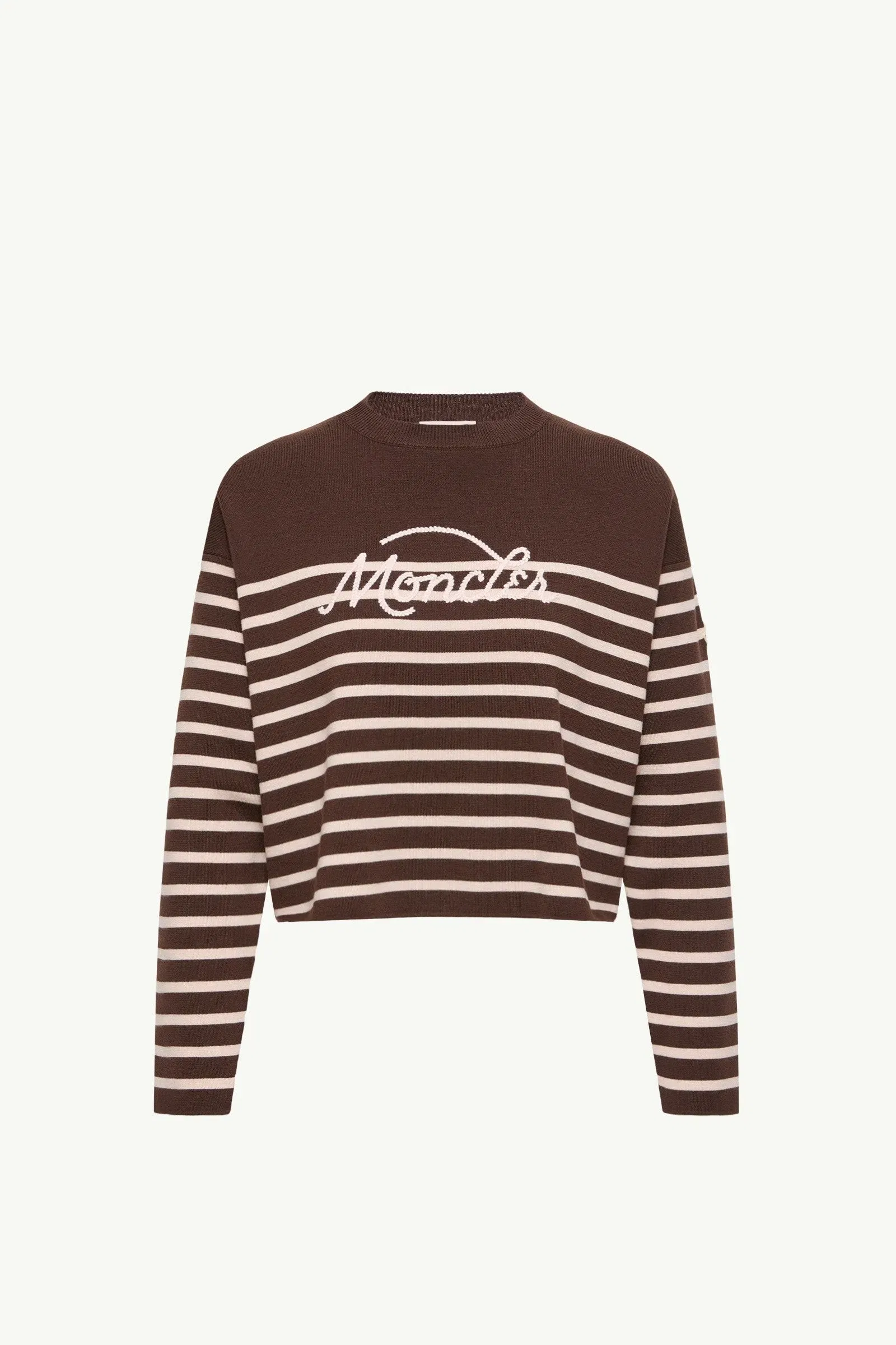 Moncler Striped Wool Sweater Brown Brown