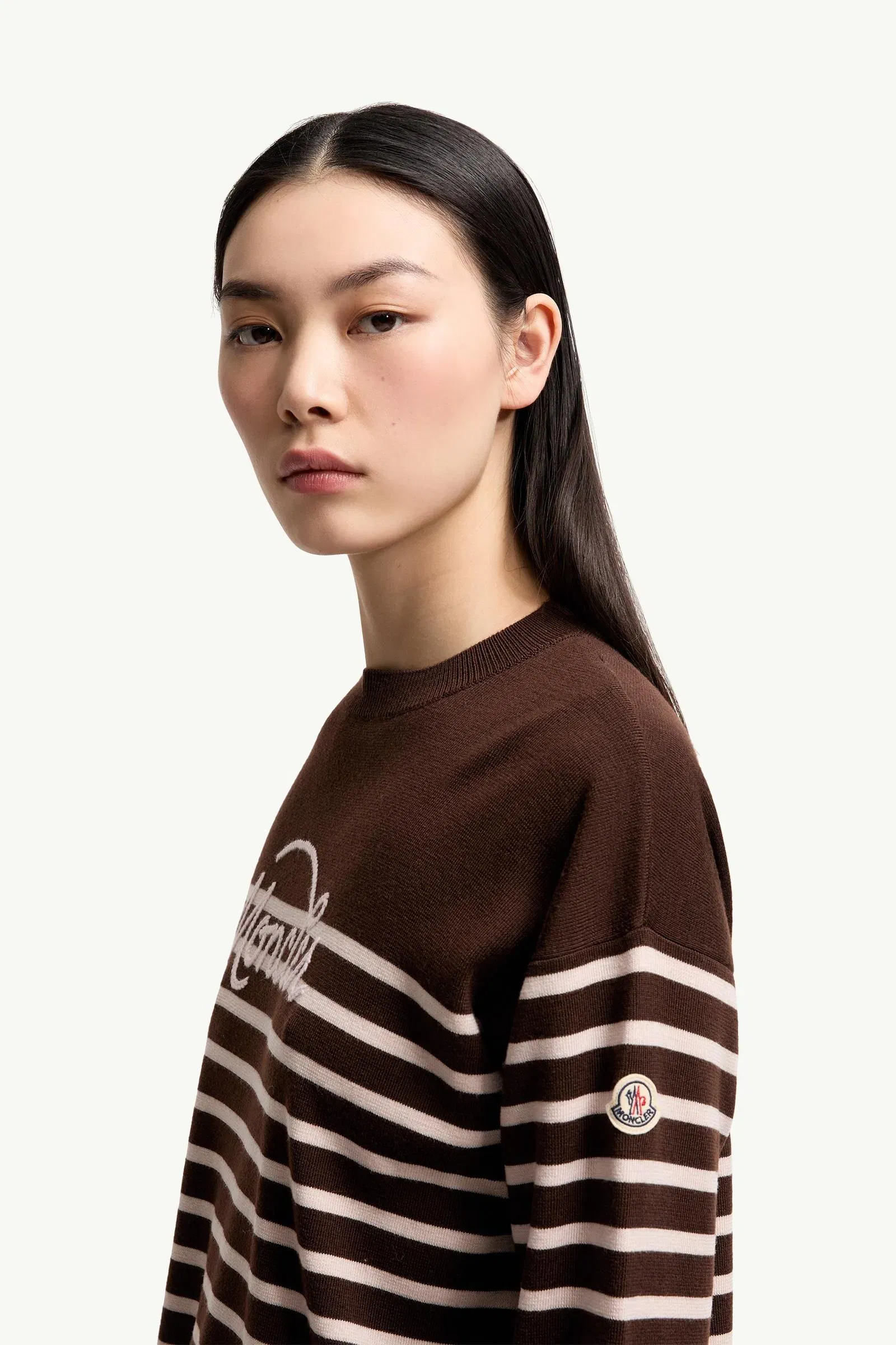 Moncler Striped Wool Sweater Brown Brown