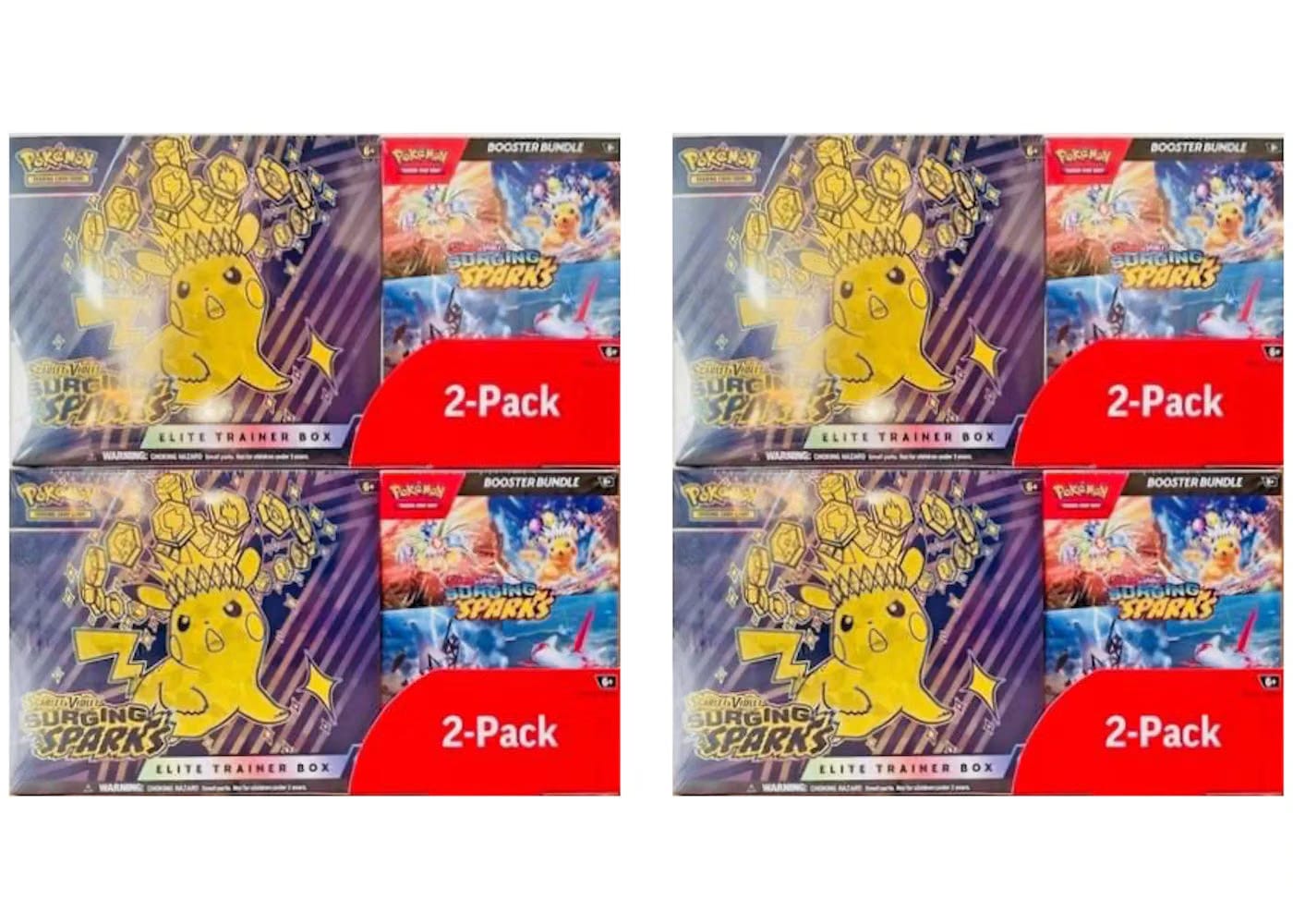 2025 Pokemon Scarlet & Violet Surging Sparks Elite Trainer Box & Booster Bundle Costco 2-Pack 4X Lot