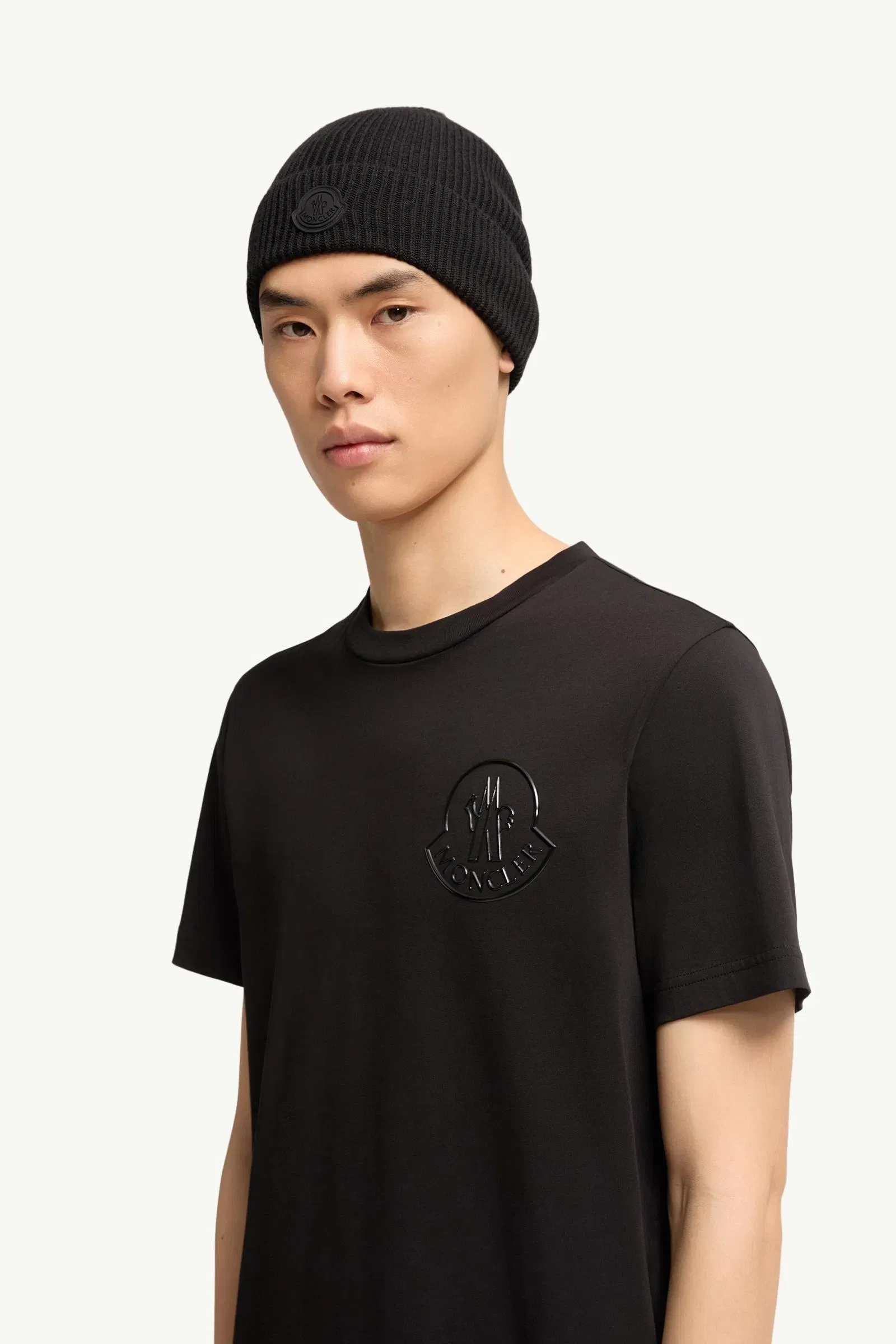 Moncler Three-Dimensional Logo Cotton T-Shirt Black Black
