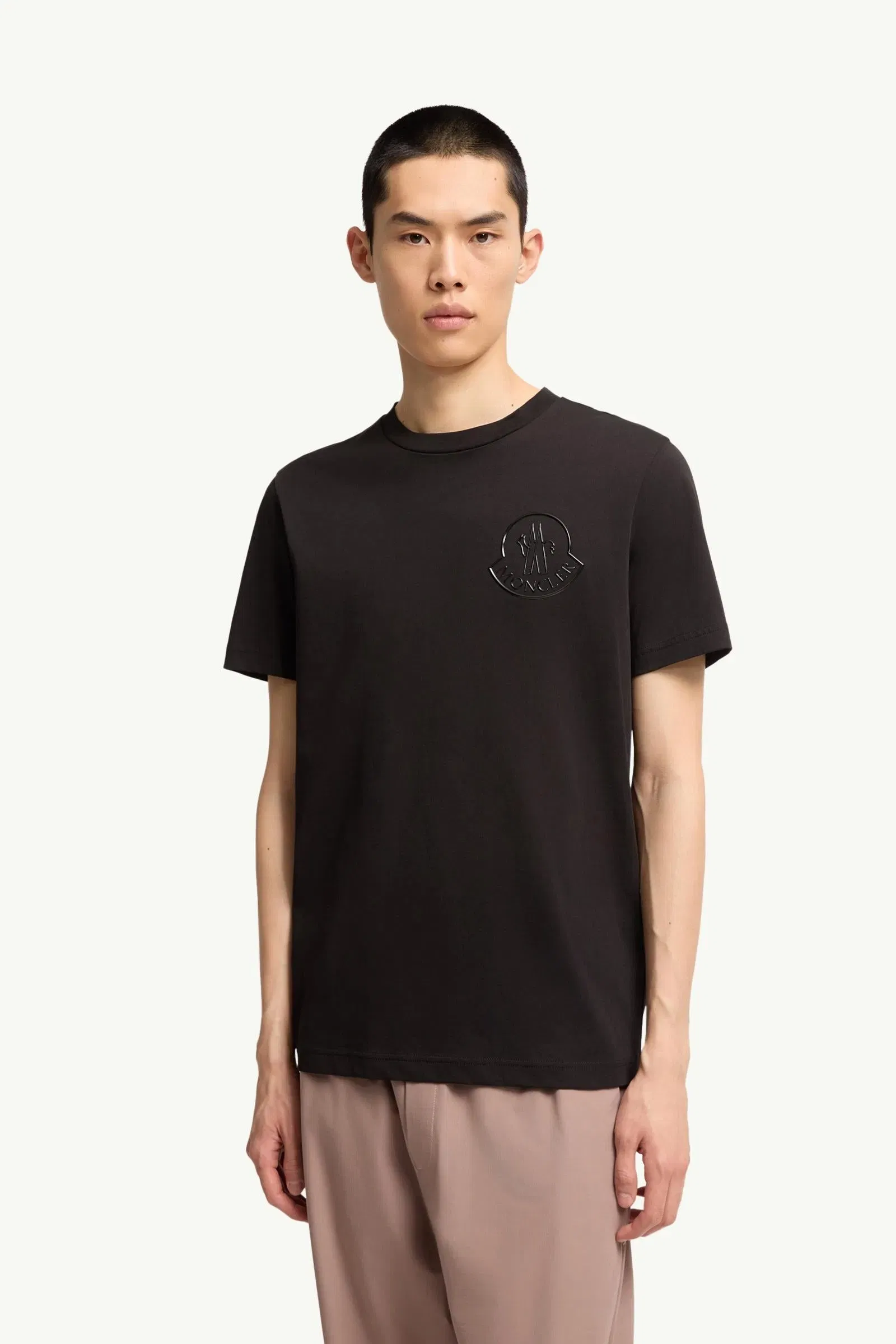Moncler Three-Dimensional Logo Cotton T-Shirt Black Black