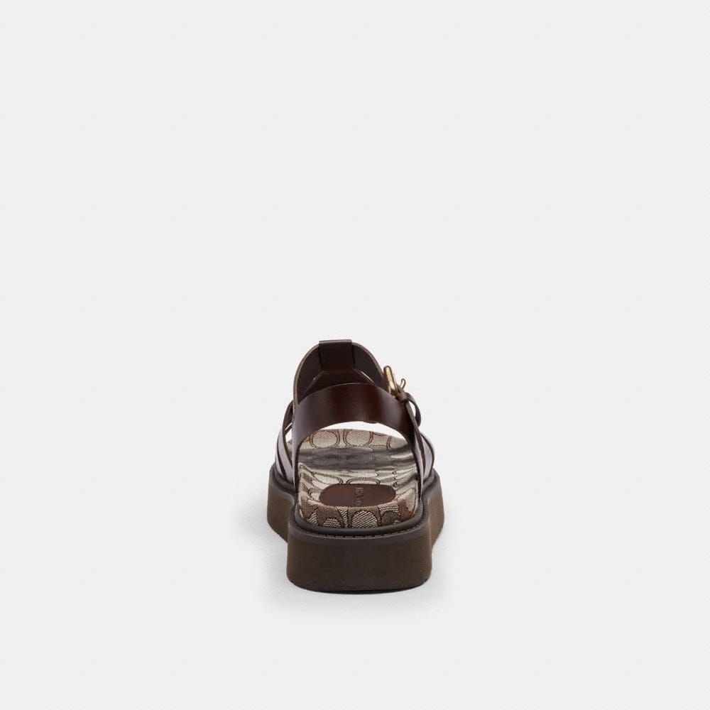 Women's Coach Lucy Lug Sole Sandal In Signature Jacquard Maple Oak