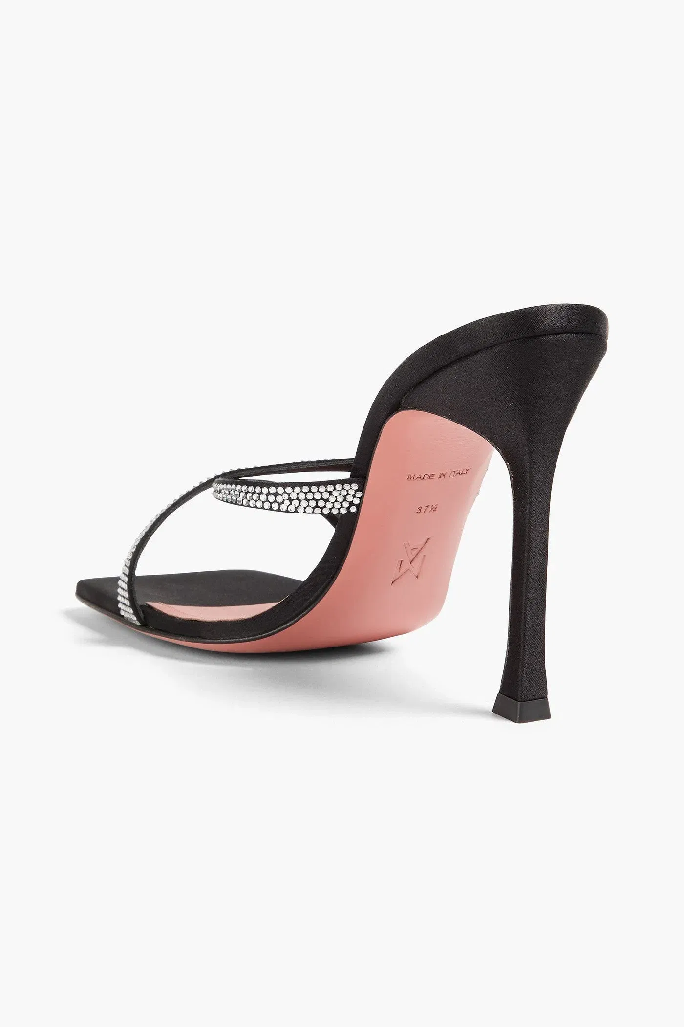 Amina Muaddi Adriana Crystal-Embellished Satin Mules Black Women's