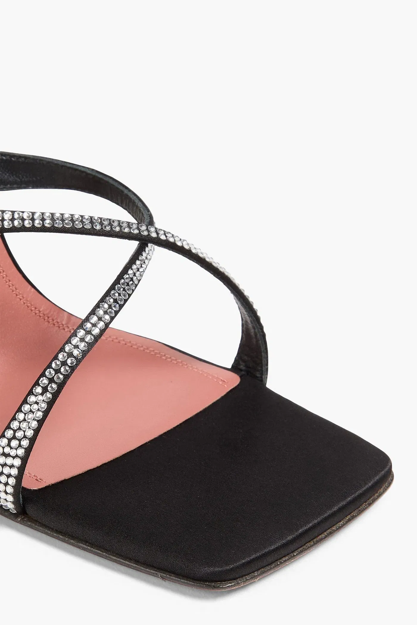 Amina Muaddi Adriana Crystal-Embellished Satin Mules Black Women's