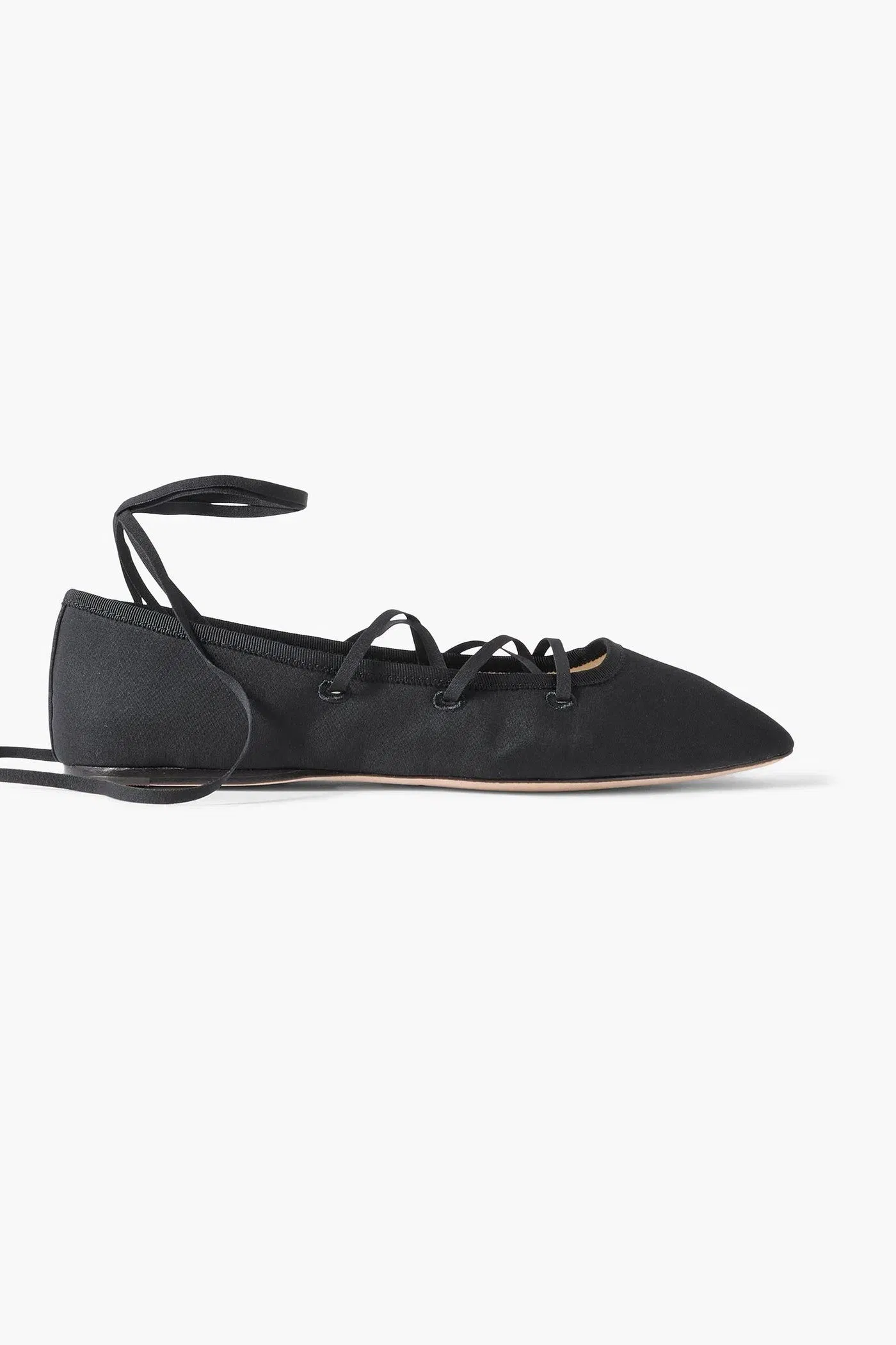 Loeffler Randall Louisa Lace-Up Faille Ballet Flats Black Women's