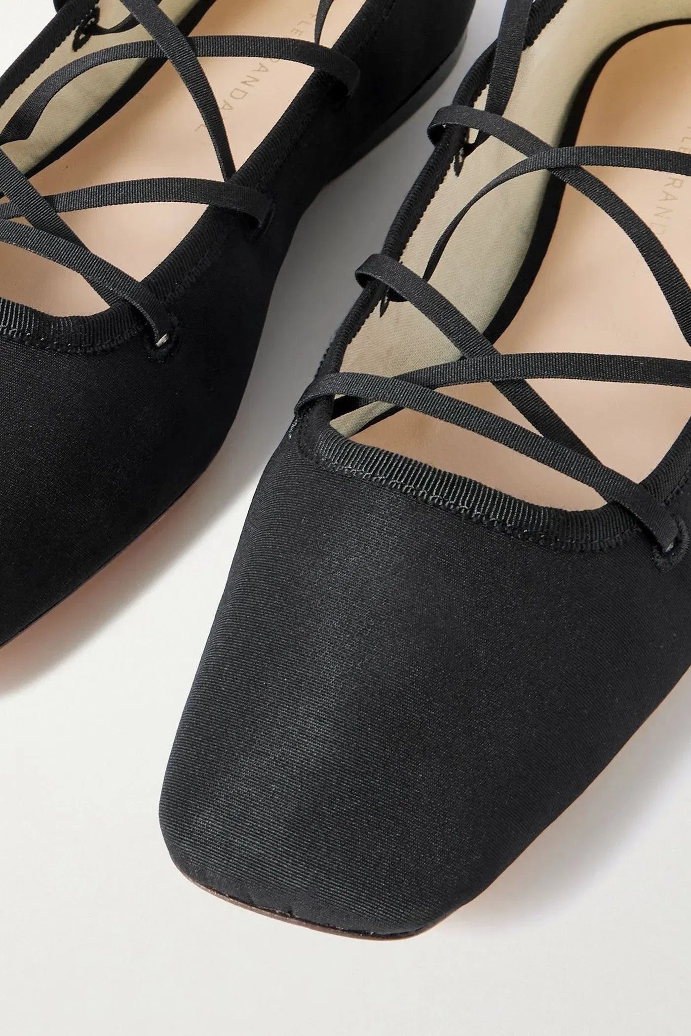 Loeffler Randall Louisa Lace-Up Faille Ballet Flats Black Women's