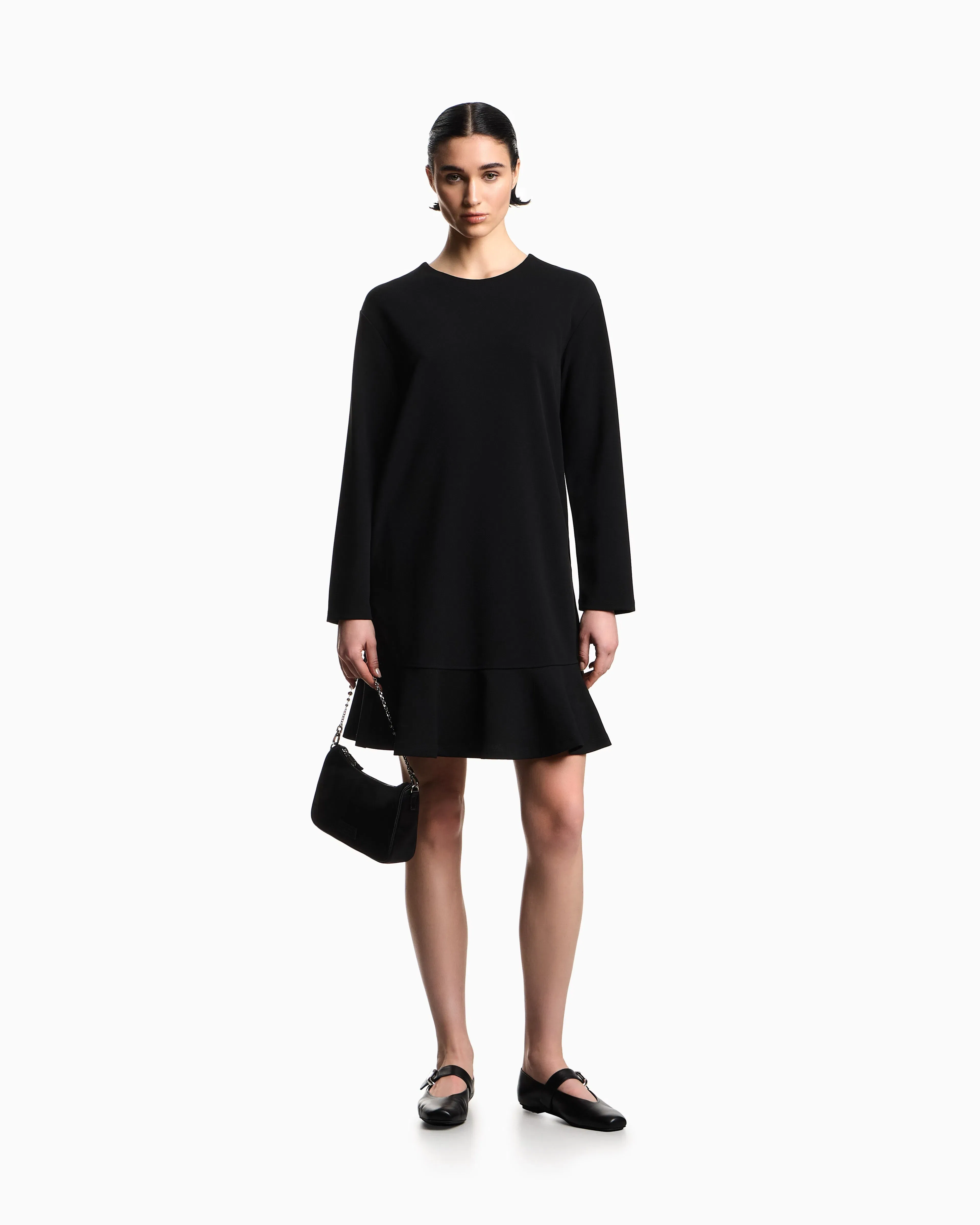 Emporio Armani Scuba crêpe scuba dress with a flounce