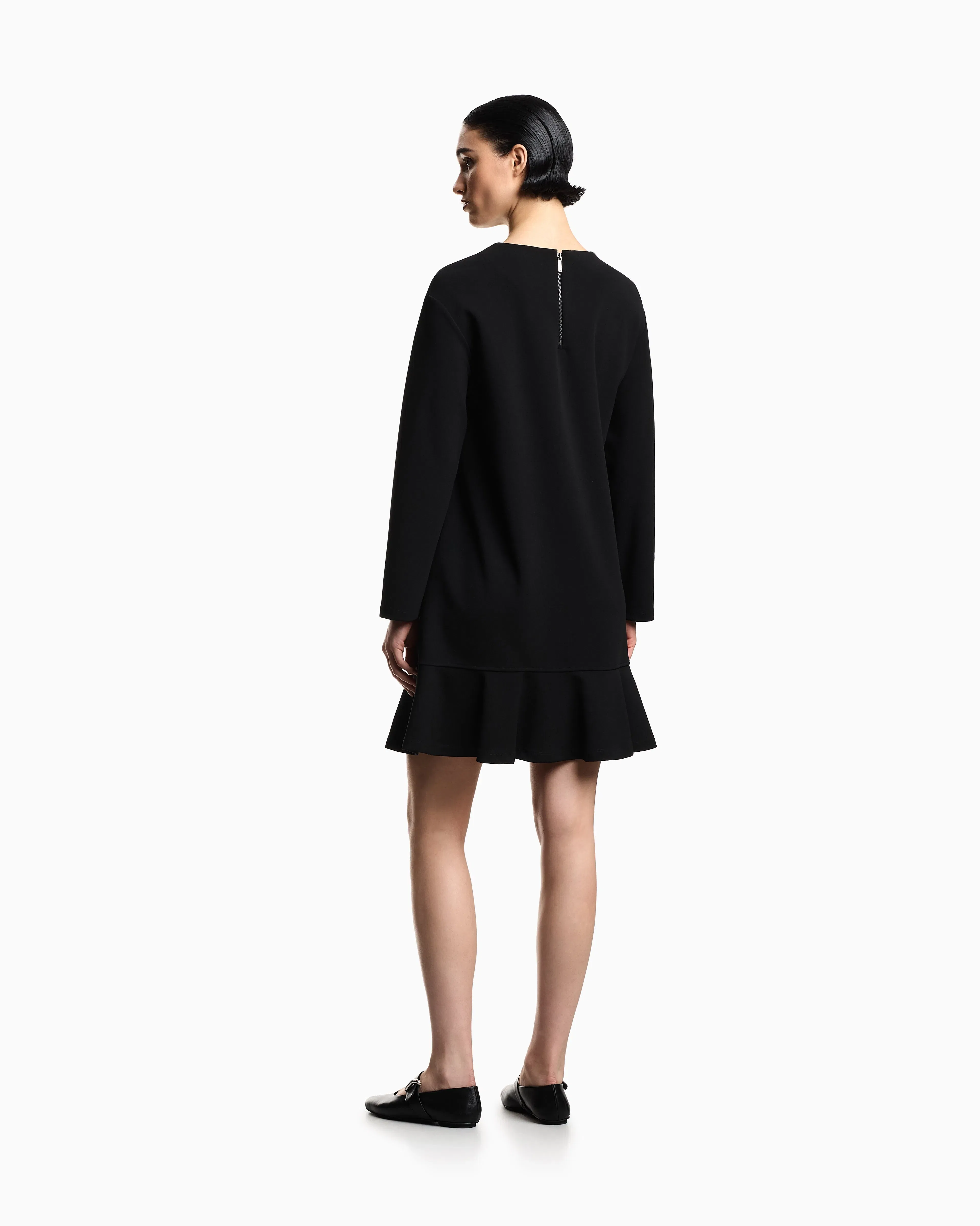 Emporio Armani Scuba crêpe scuba dress with a flounce