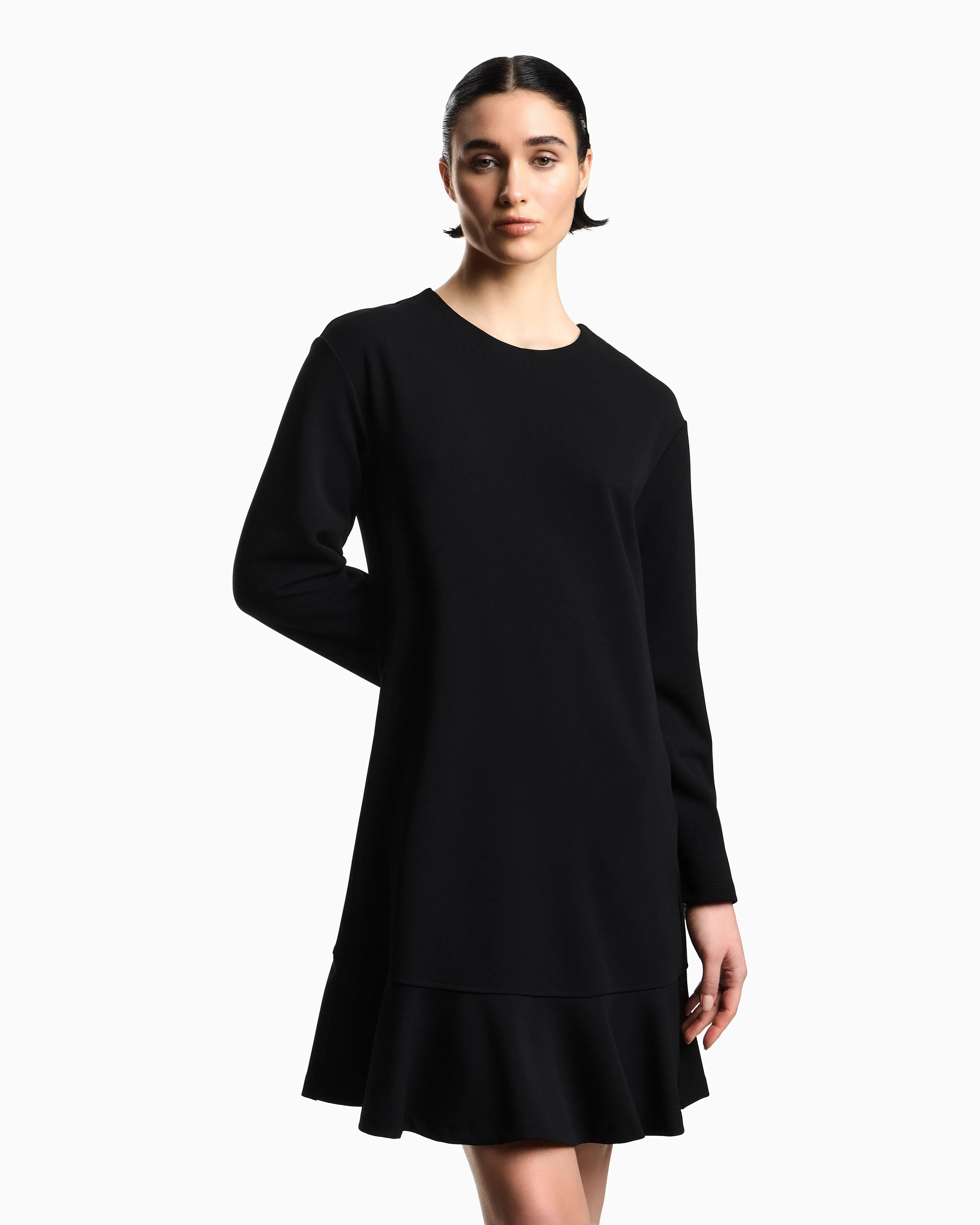 Emporio Armani Scuba crêpe scuba dress with a flounce