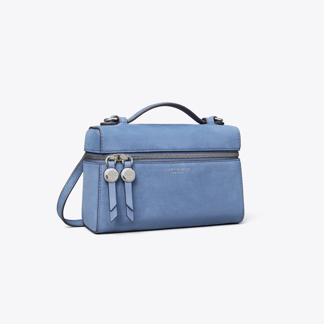 Tory Burch Romy Nubuck Slim Top Handle Soft Blue