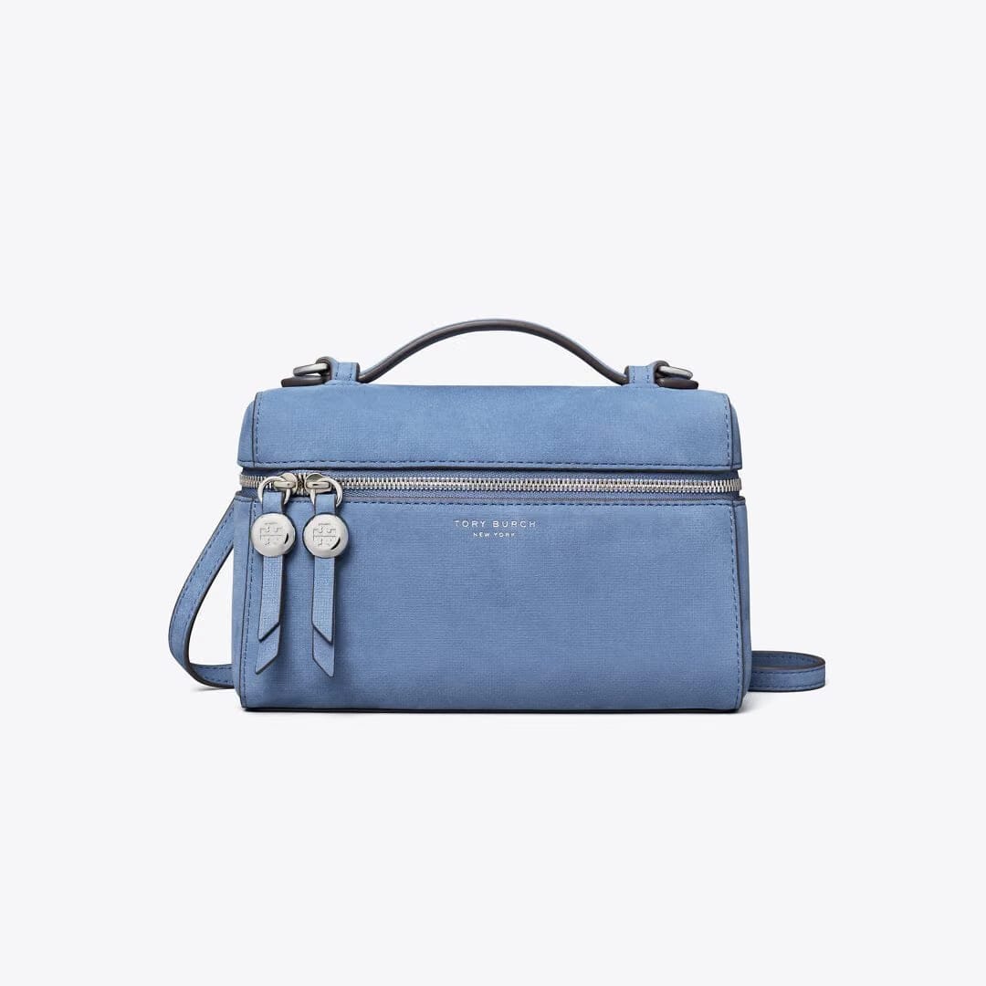 Tory Burch Romy Nubuck Slim Top Handle Soft Blue