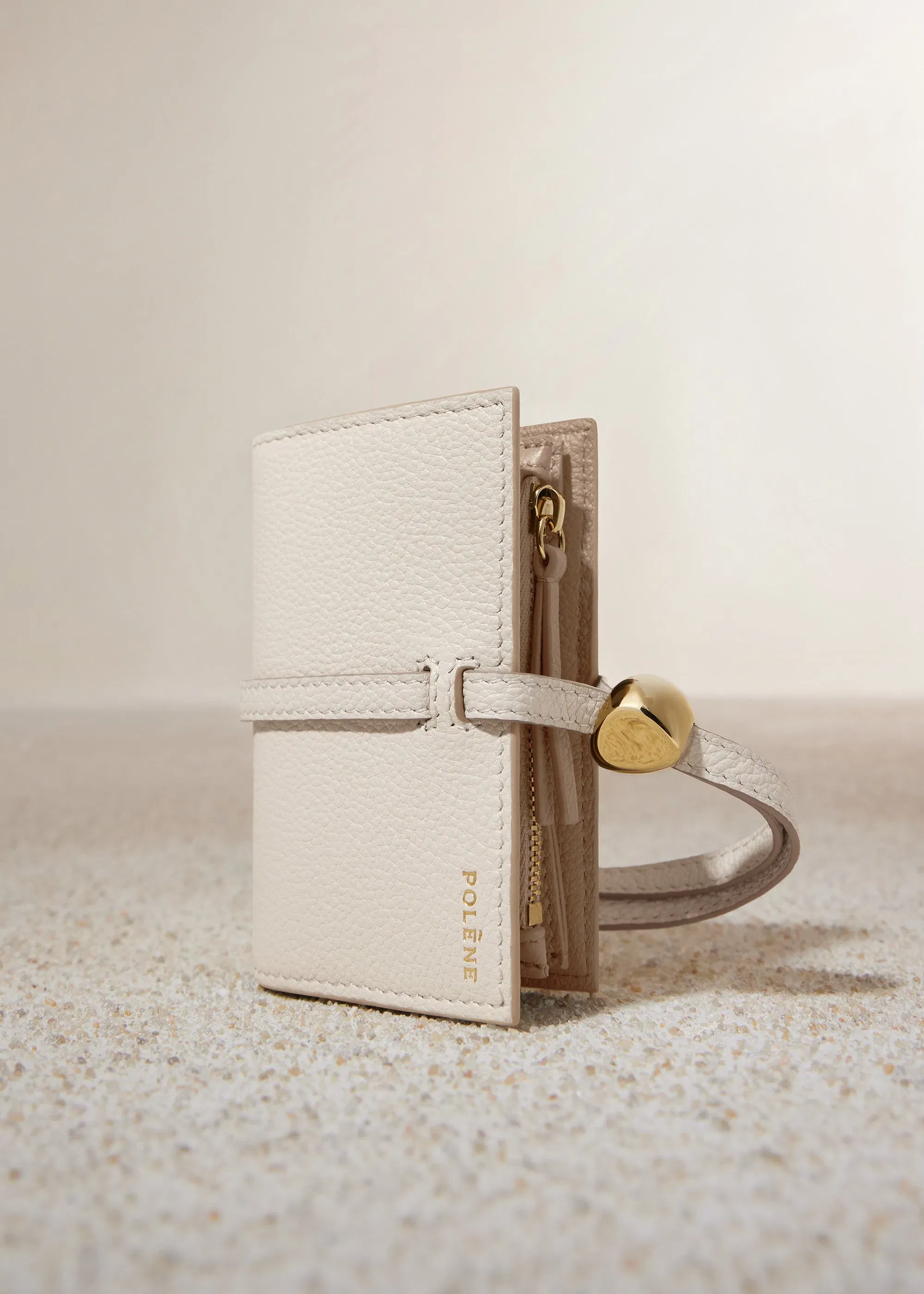 Polene Kaye Card Holder Textured Duo Chalk