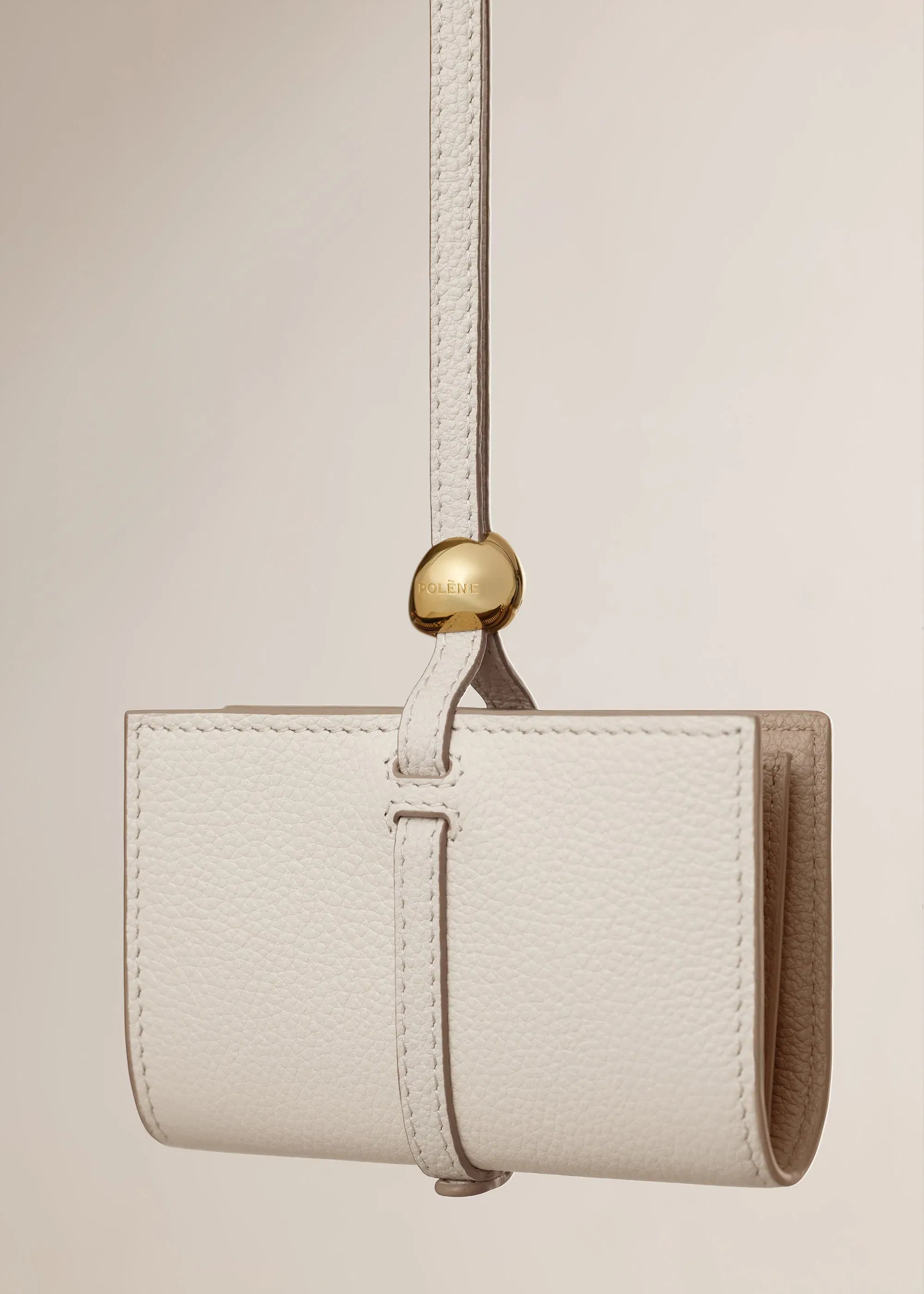 Polene Kaye Card Holder Textured Duo Chalk