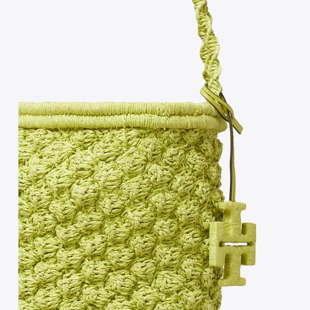 Tory Burch Ella Hand-Crocheted Popcorn Bucket Bag Citrus Green