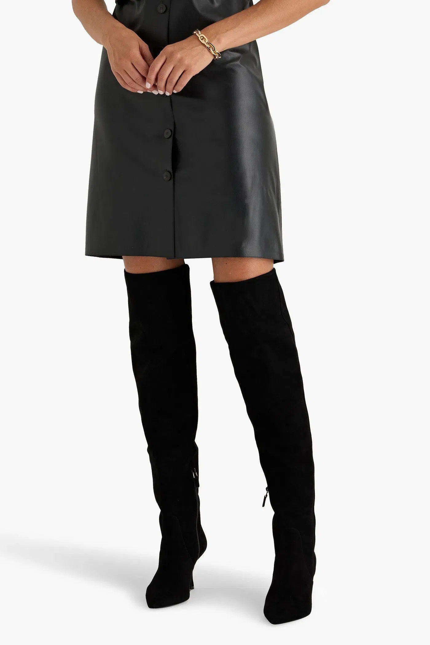 Stuart Weitzman Naomi 75 Suede Over-The-Knee Boots Black Women's