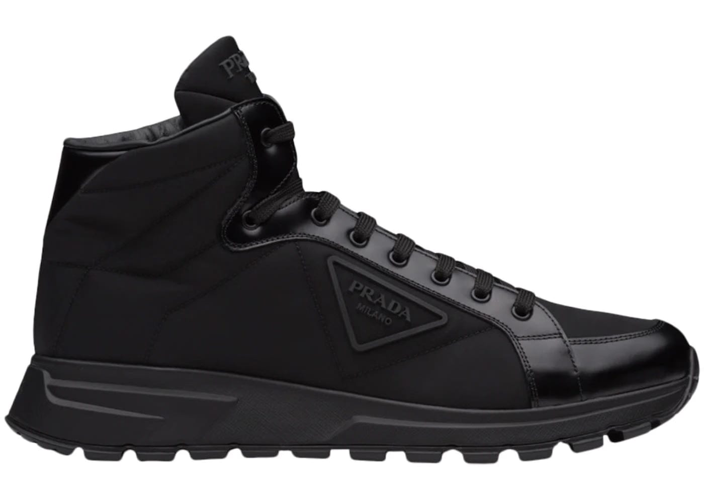 Prada Prax 01 High Top Re-Nylon And Brushed Leather Black