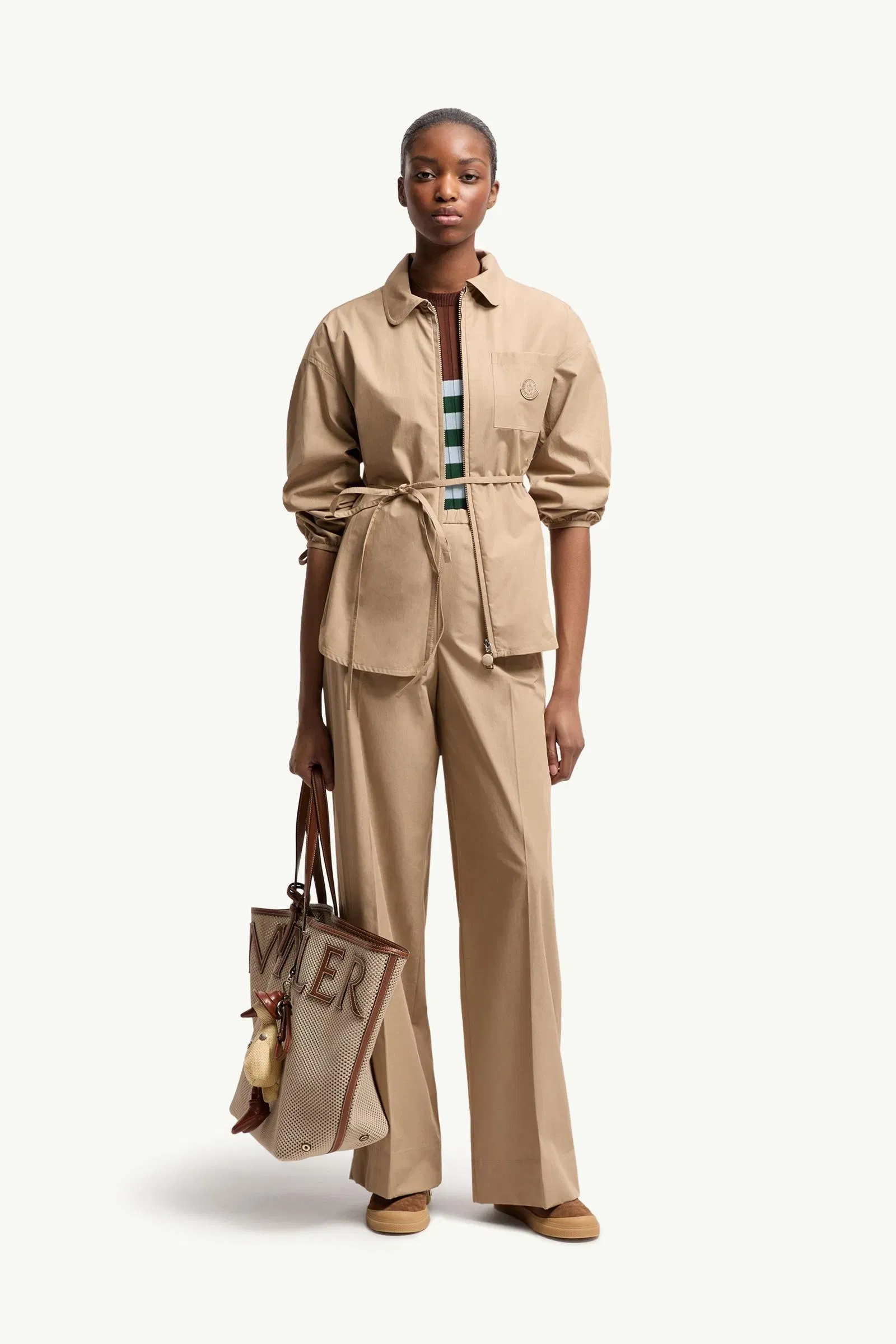 Moncler Cotton Poplin Zip-Up Shirt Jacket Beige Beige