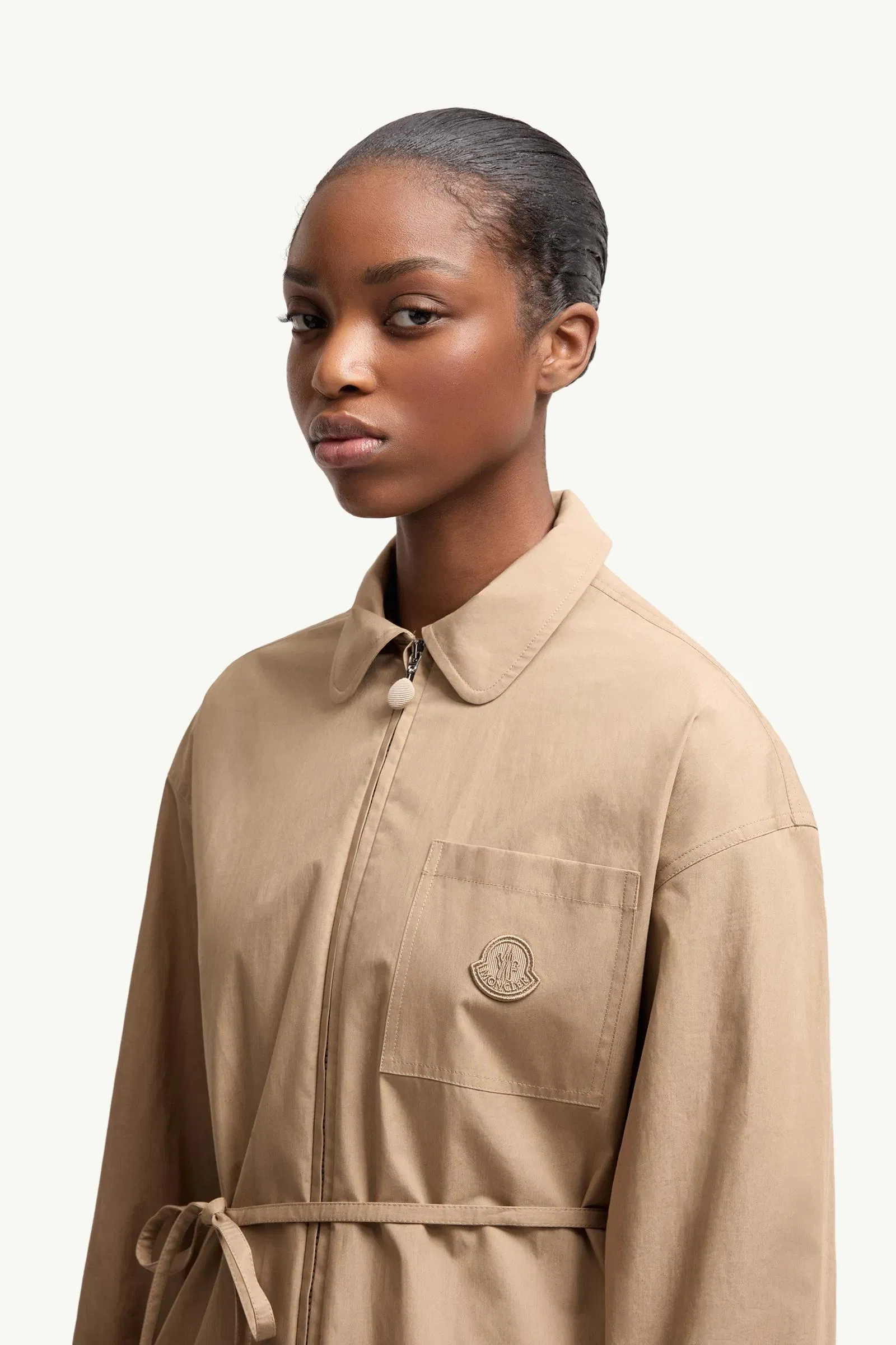 Moncler Cotton Poplin Zip-Up Shirt Jacket Beige Beige