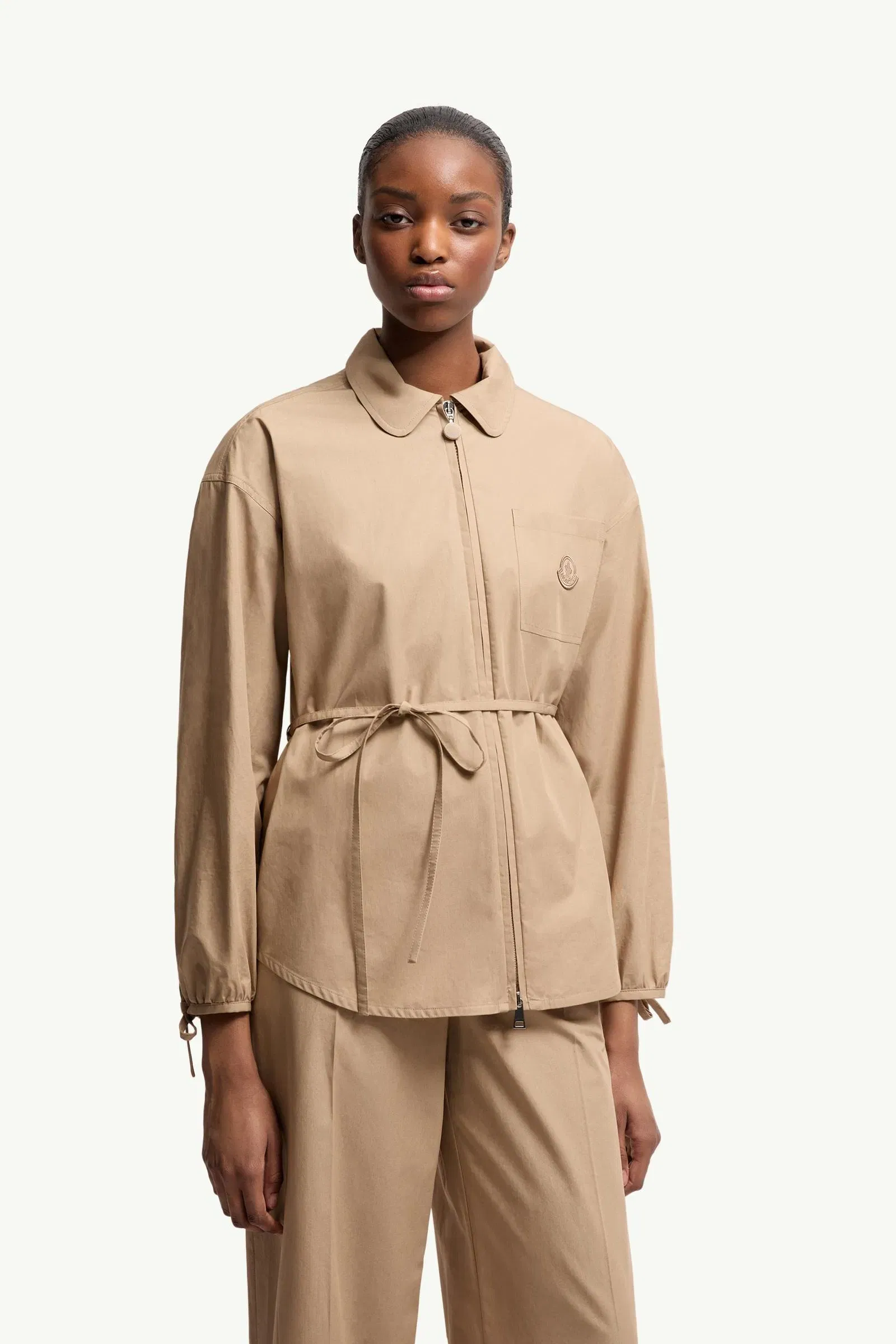 Moncler Cotton Poplin Zip-Up Shirt Jacket Beige Beige
