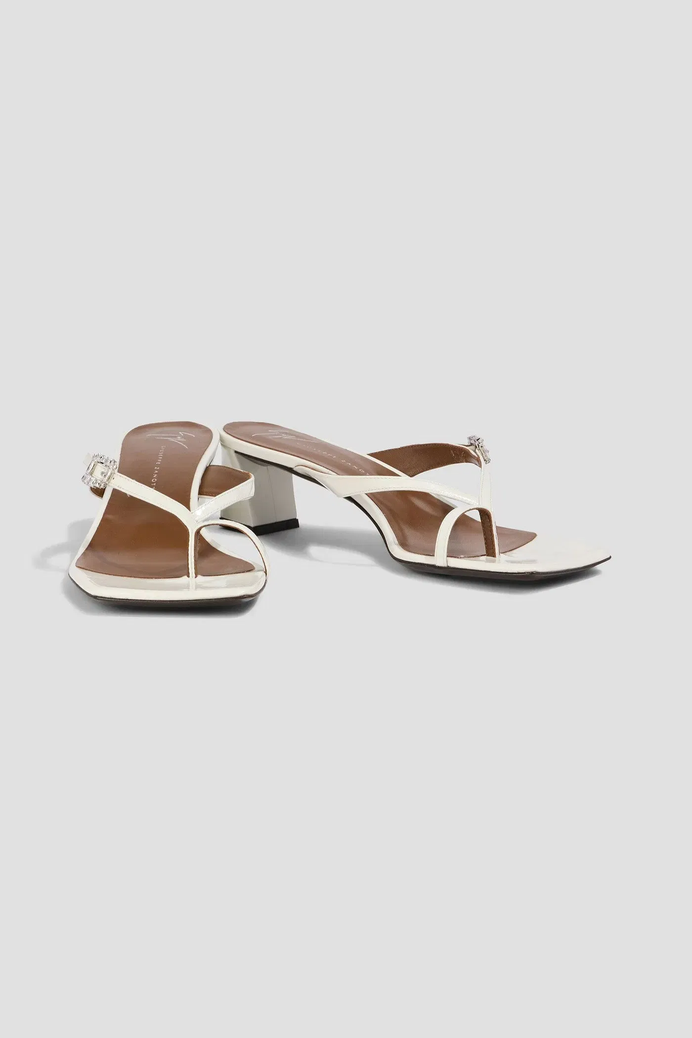 Giuseppe Zanotti Amandhine 45 Patent-Leather Mules White Women's