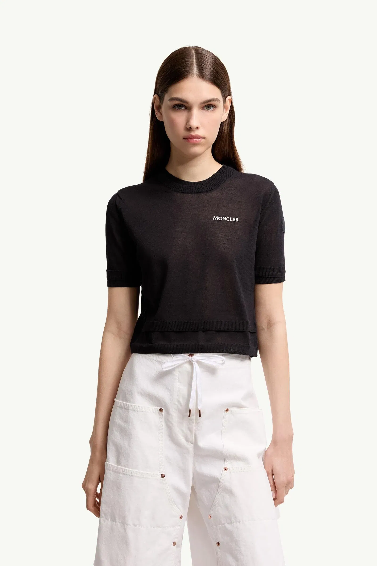 Moncler Double-Trimmed Cotton T-Shirt Dark Blue Dark Blue