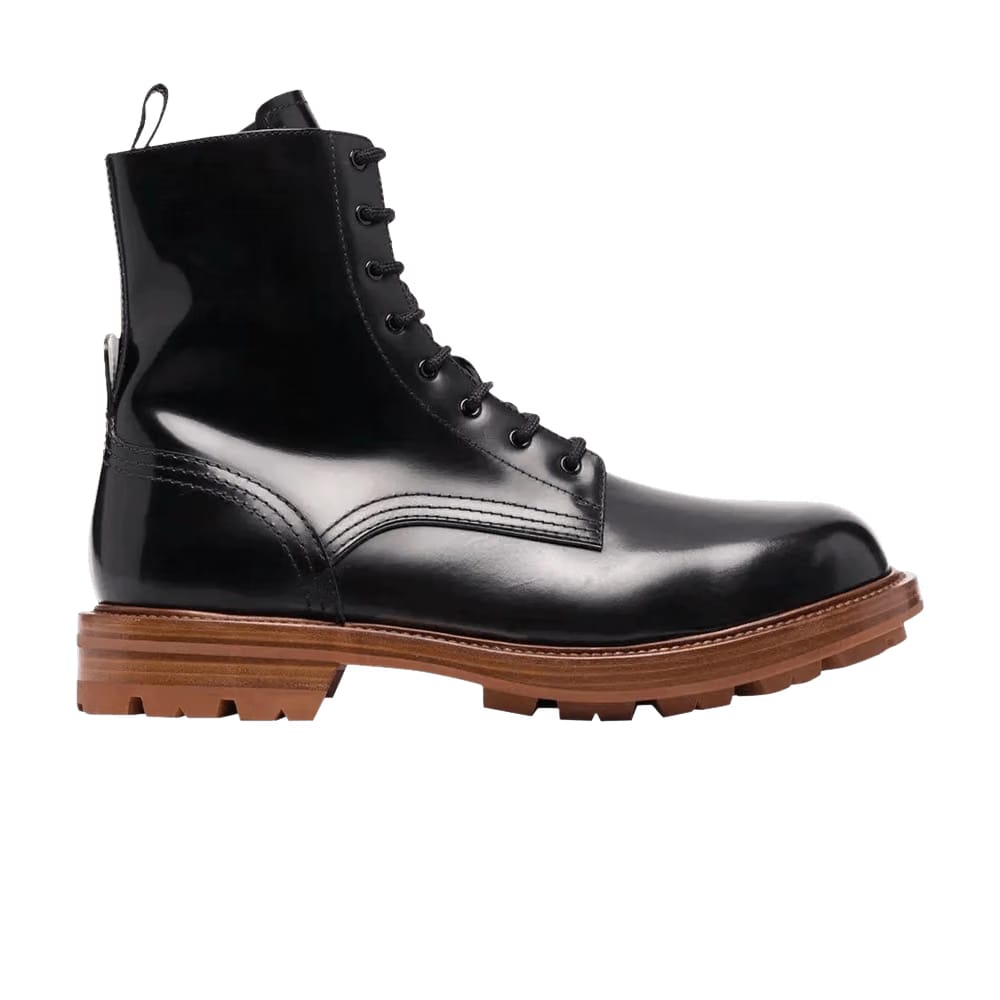 Alexander McQueen Lace-Up Ankle Boot Black Cedar Brown