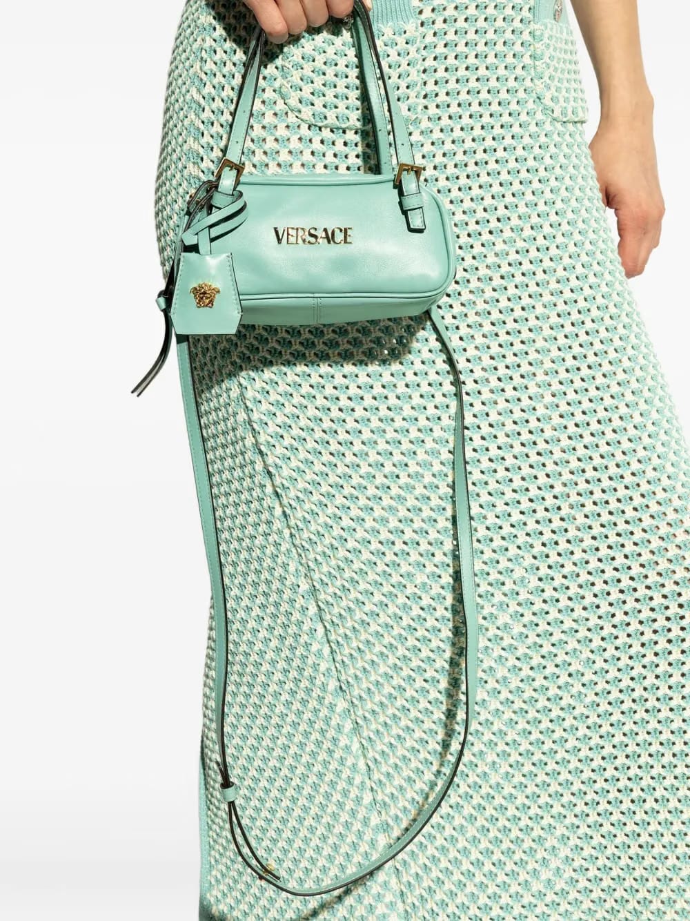 Versace Tag leather mini shoulder bag