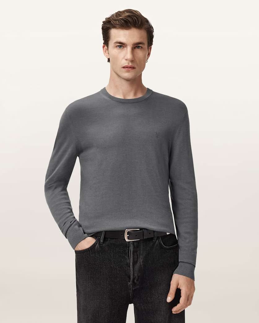 AllSaints Mode Merino Ramskull Sweater Asher Grey