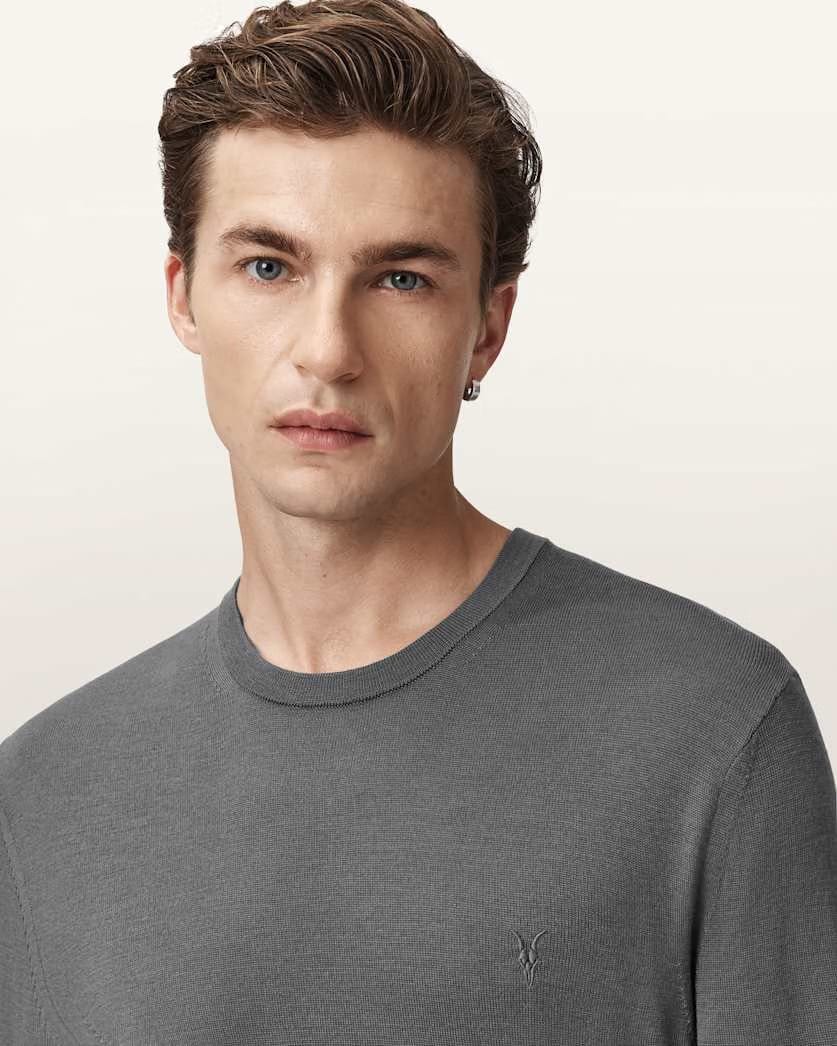 AllSaints Mode Merino Ramskull Sweater Asher Grey