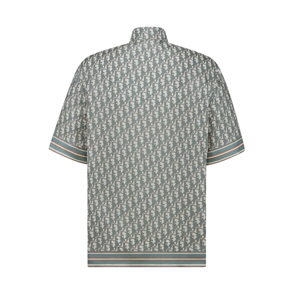 Dior Organic Silk Twill Oblique Short Sleeve Shirt Beige