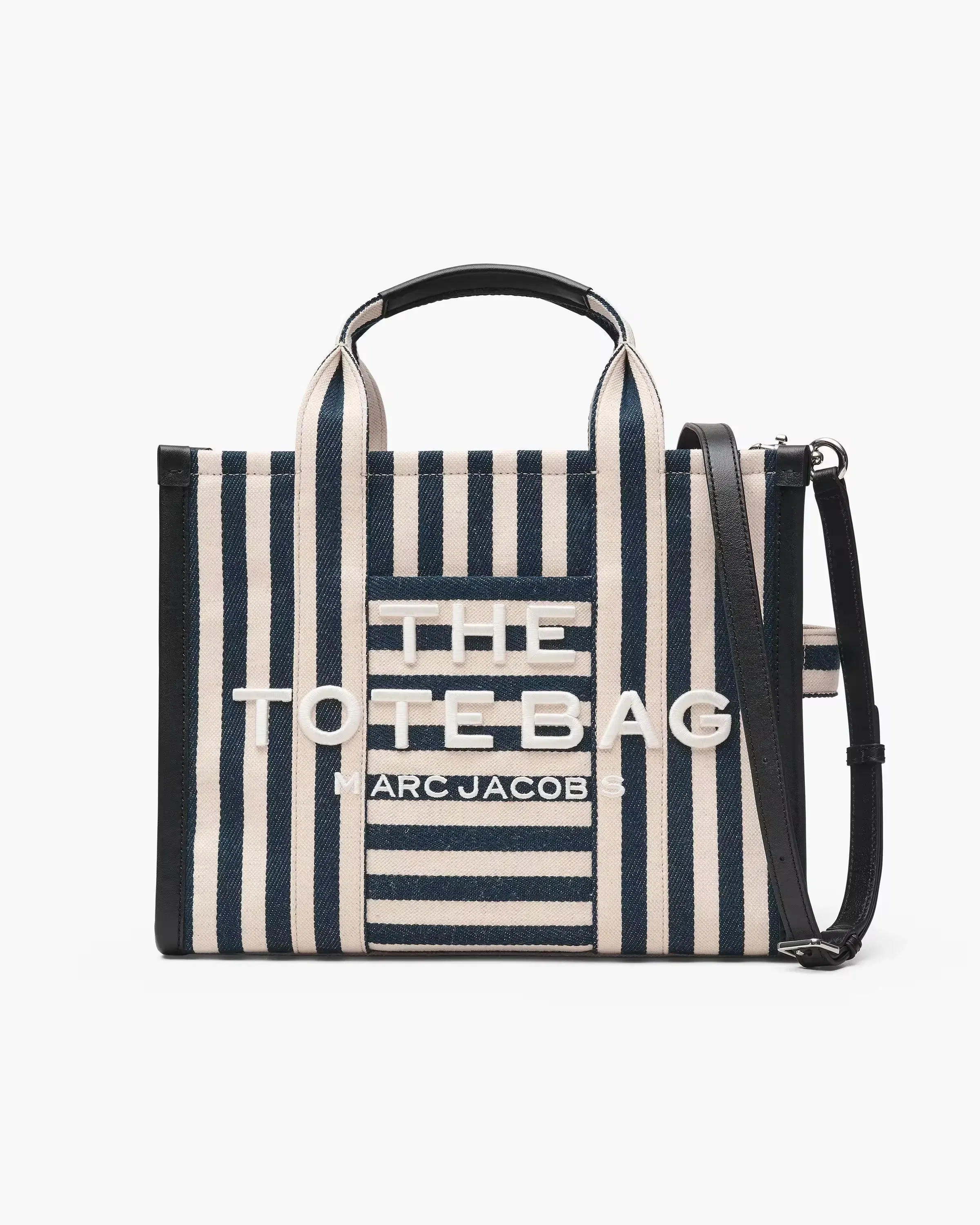 Marc Jacobs The Stripe Canvas Medium Tote Bag Blue Sea Multi