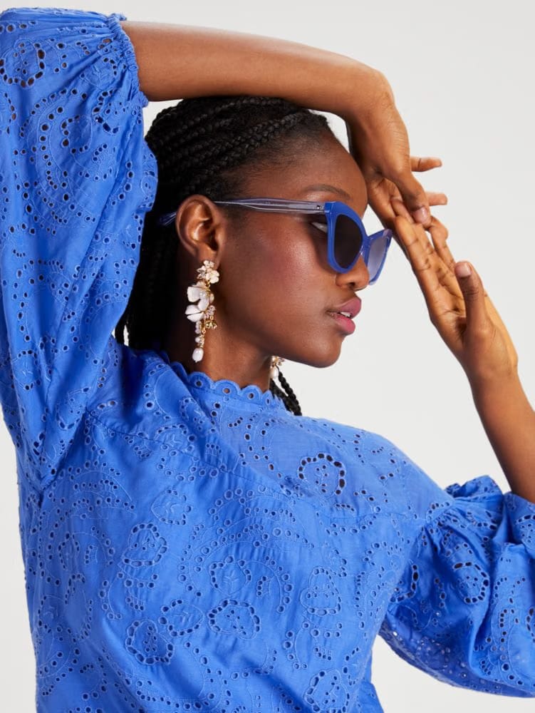 Floral Eyelet Puff Sleeve Dress