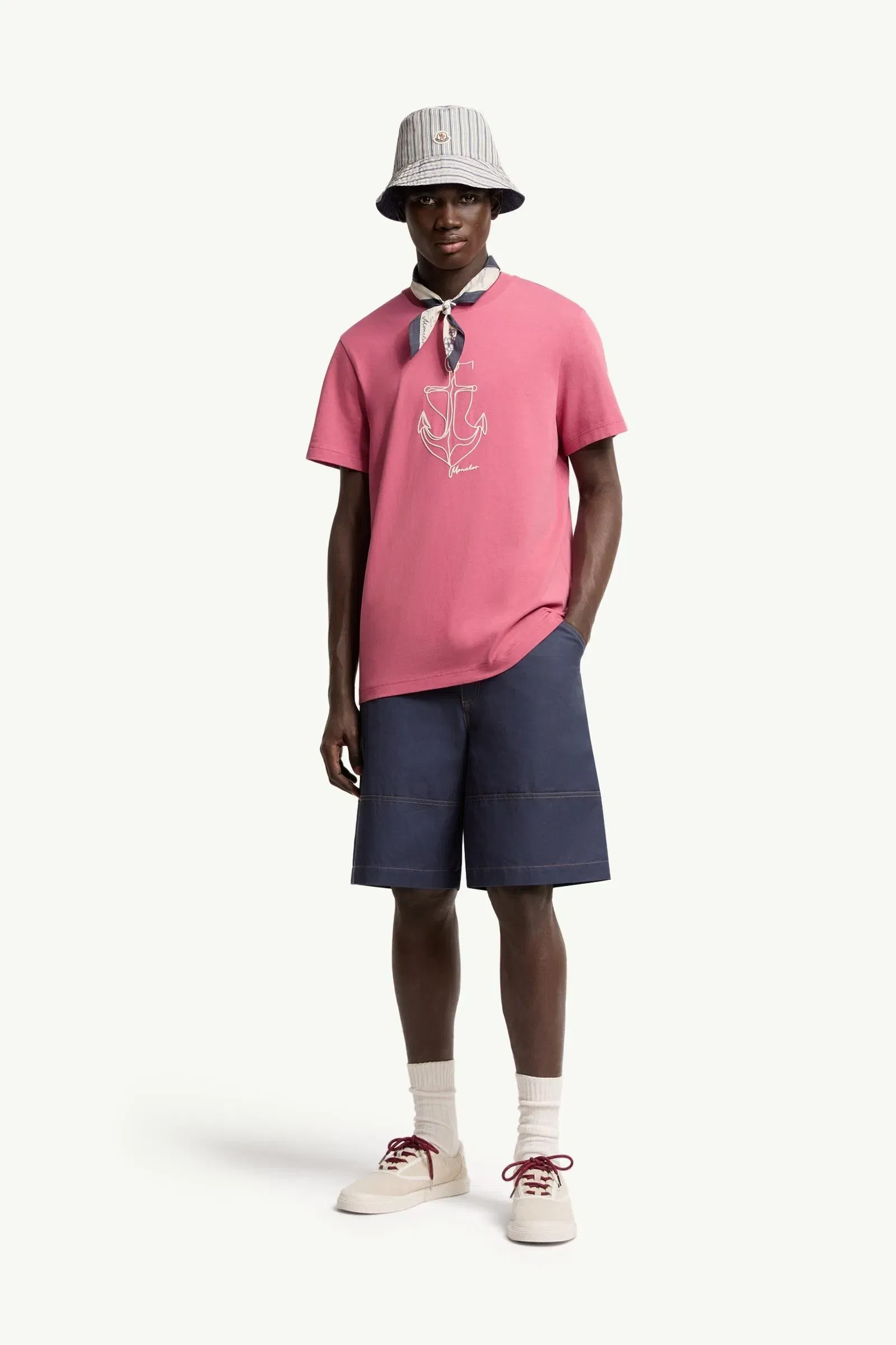 Moncler Embroidered Cotton T-Shirt Purple Purple