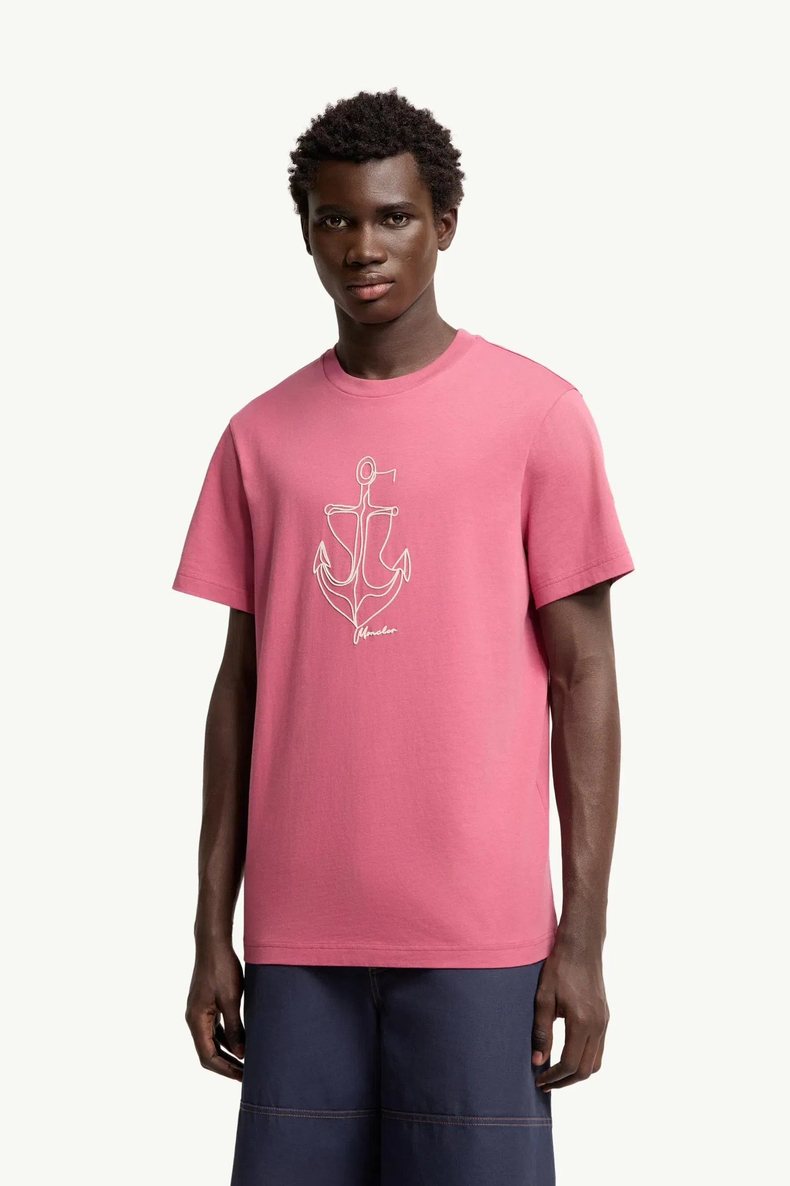 Moncler Embroidered Cotton T-Shirt Purple Purple