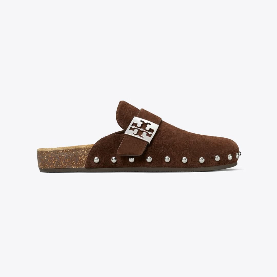 Tory Burch Mellow Studded Mule DARK COCOA / SILVER
