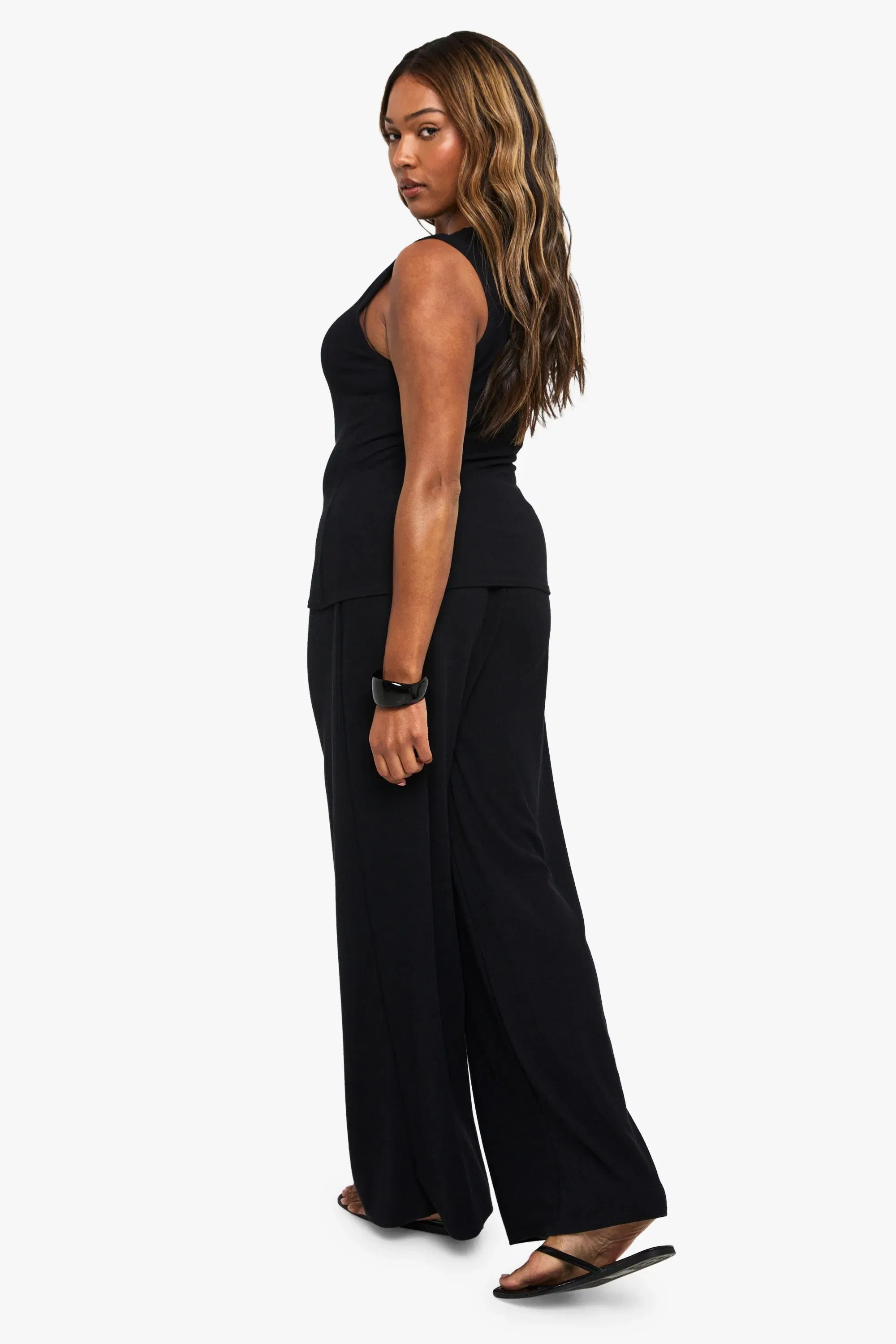 Plus Rib Button Through Waistcoat & Trouser Co Ord