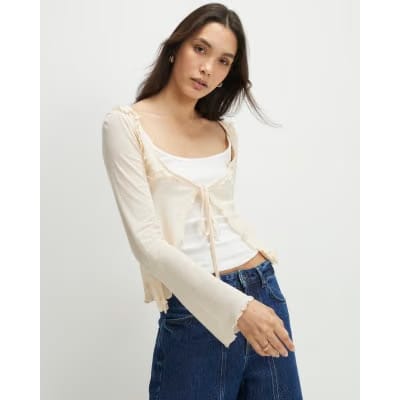 Cream Long Sleeve 2 in 1 Layered Top