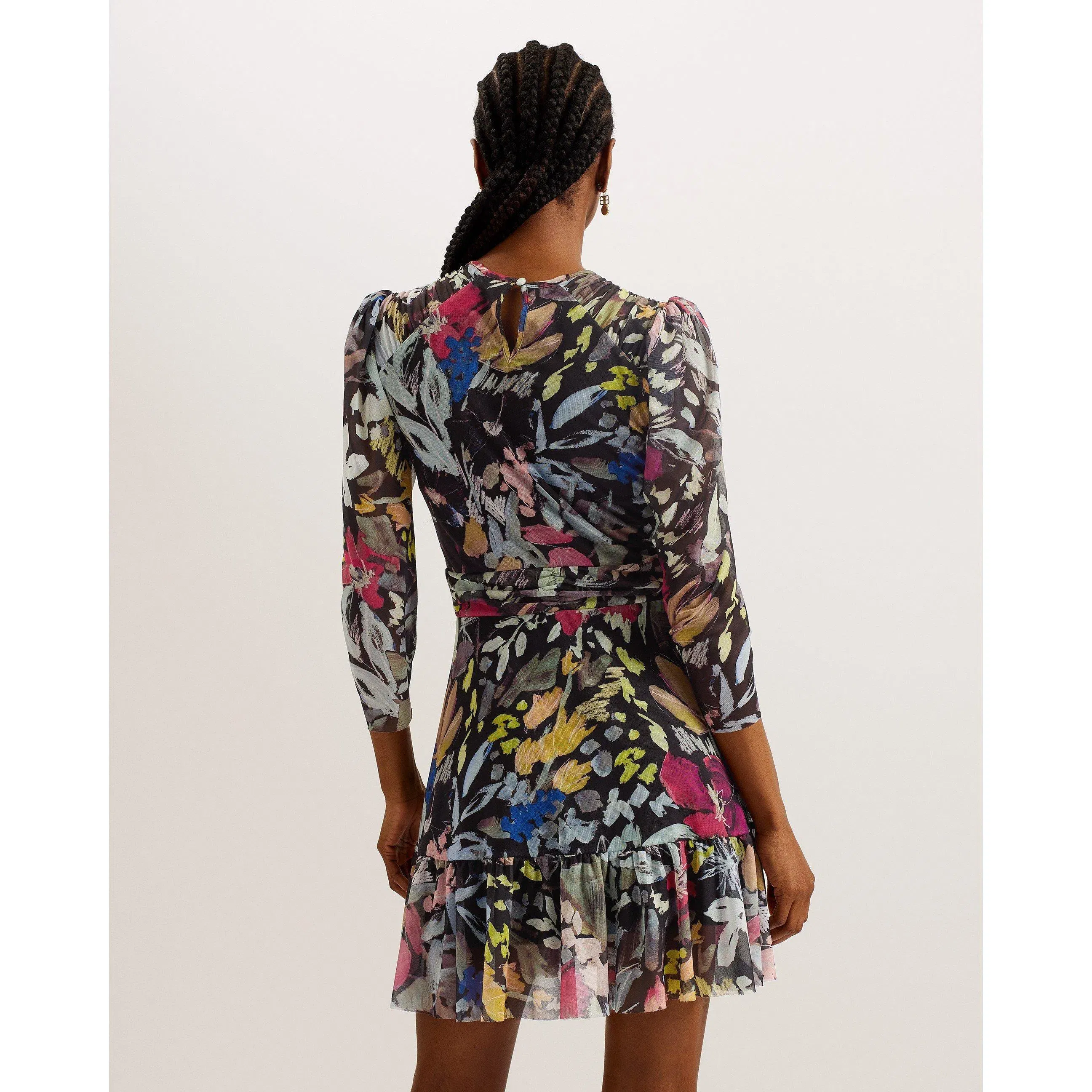 Payslyy Mesh Mini Skater Dress