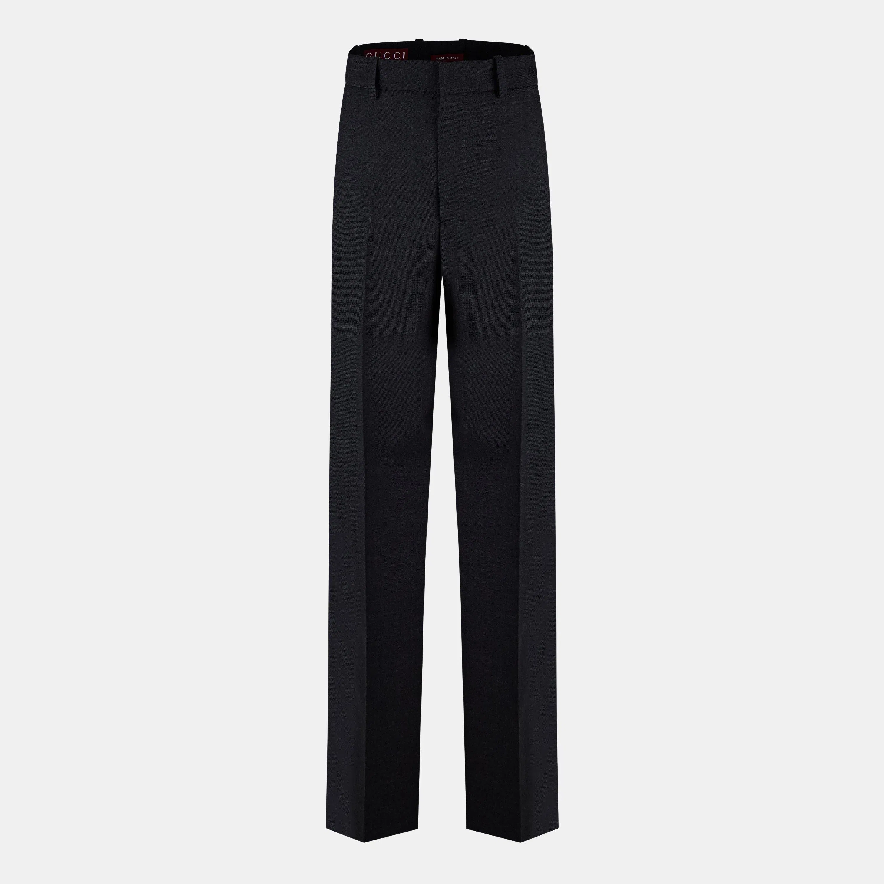 Plain Wool Wide Leg Trousers