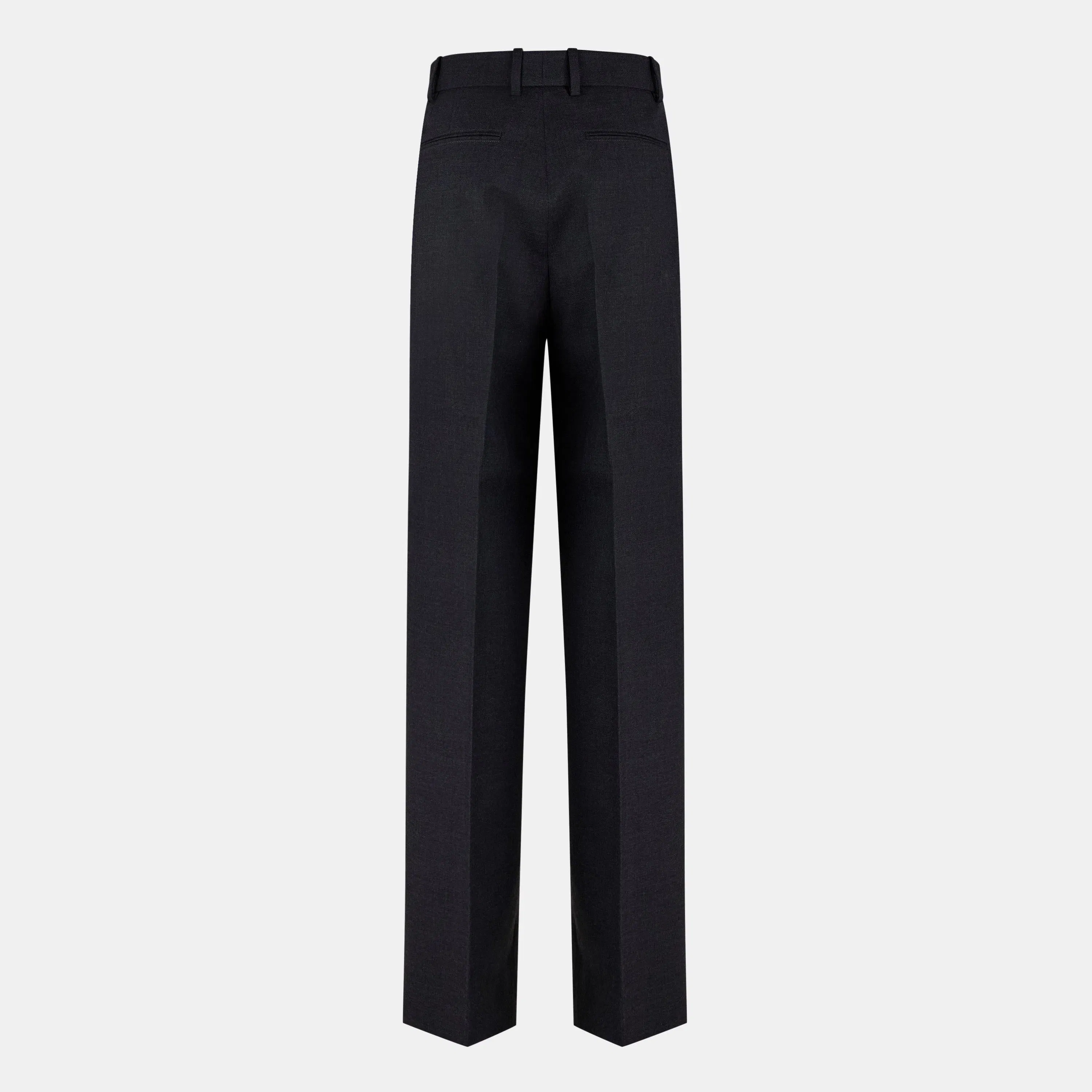 Plain Wool Wide Leg Trousers